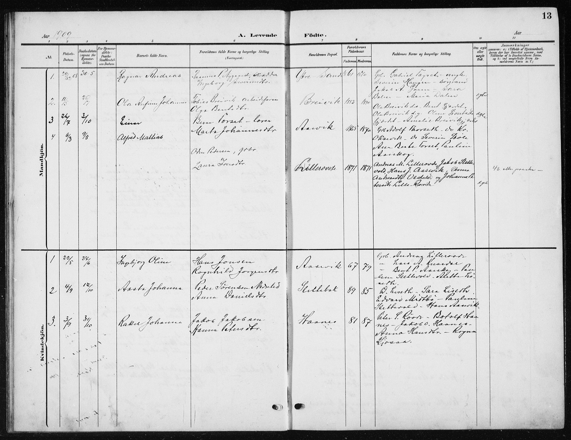 Ministerialprotokoller, klokkerbøker og fødselsregistre - Møre og Romsdal, AV/SAT-A-1454/504/L0061: Parish register (copy) no. 504C03, 1902-1940, p. 13