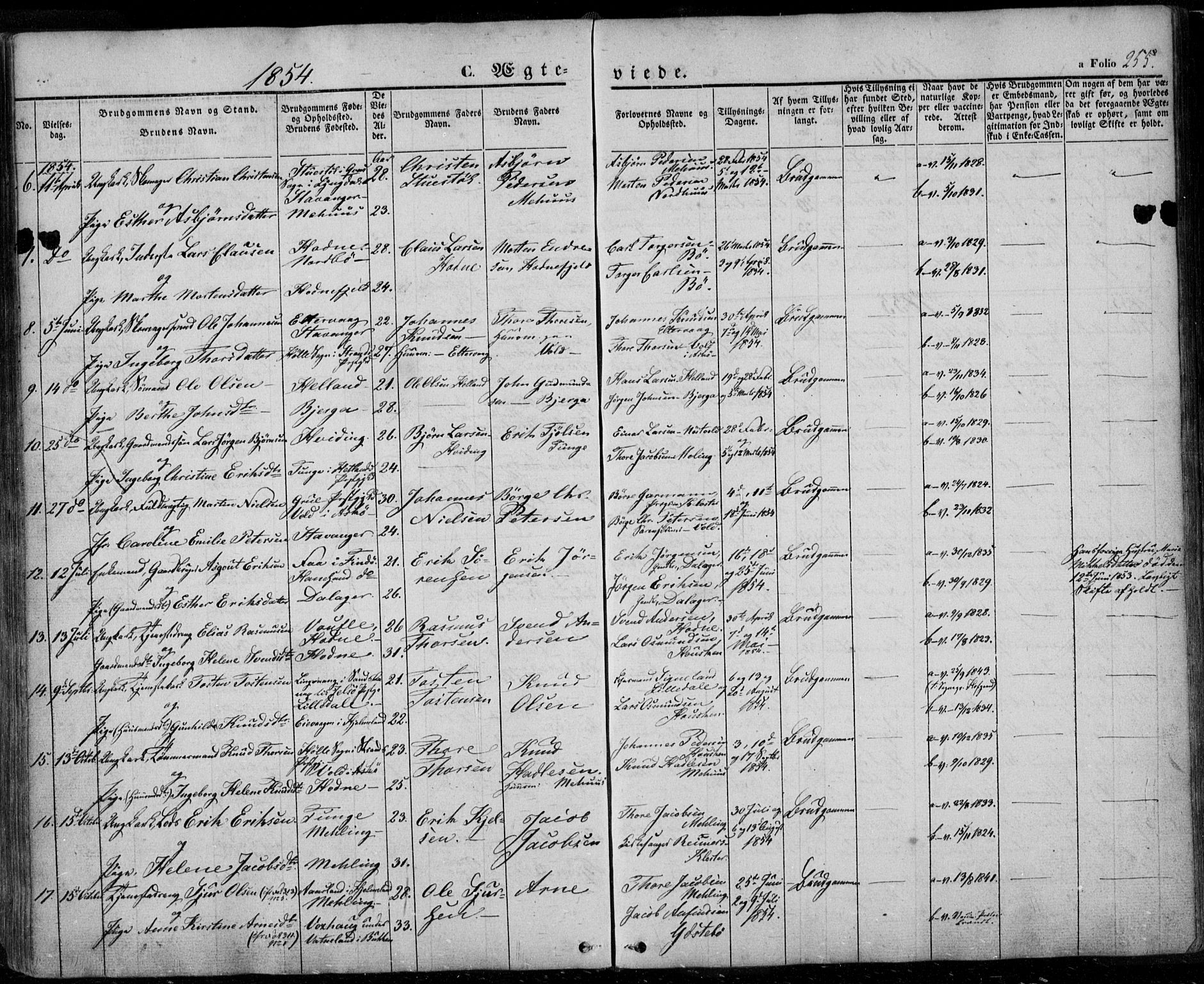 Rennesøy sokneprestkontor, AV/SAST-A -101827/H/Ha/Haa/L0005: Parish register (official) no. A 5, 1838-1859, p. 255