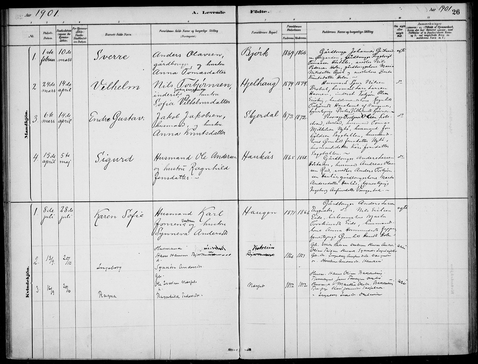 Sogndal sokneprestembete, AV/SAB-A-81301/H/Haa/Haad/L0001: Parish register (official) no. D  1, 1878-1907, p. 26