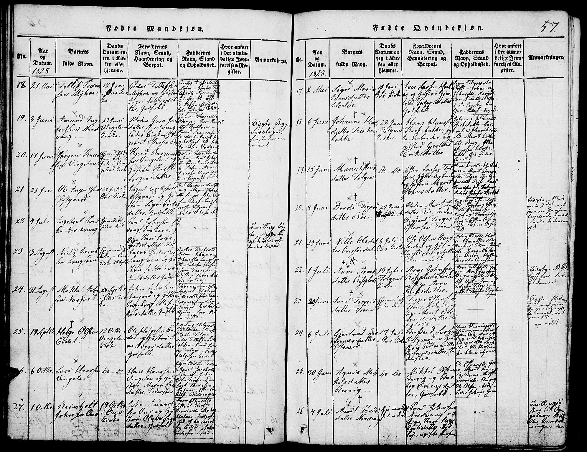 Tolga prestekontor, AV/SAH-PREST-062/K/L0004: Parish register (official) no. 4, 1815-1836, p. 57