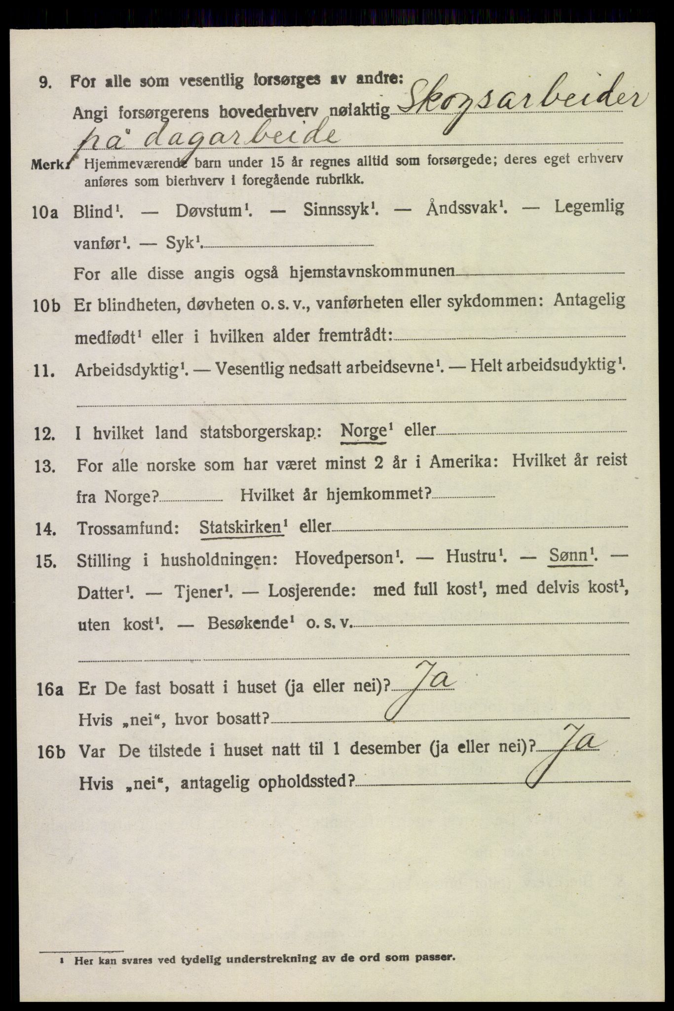 SAH, 1920 census for Tynset, 1920, p. 3957