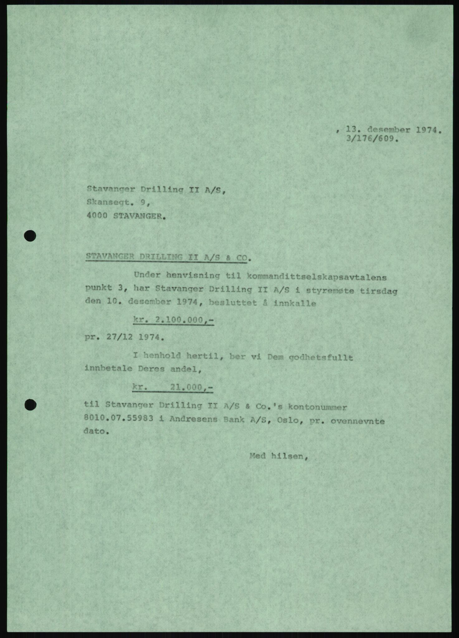 Pa 1503 - Stavanger Drilling AS, AV/SAST-A-101906/D/L0007: Korrespondanse og saksdokumenter, 1974-1981, p. 1077