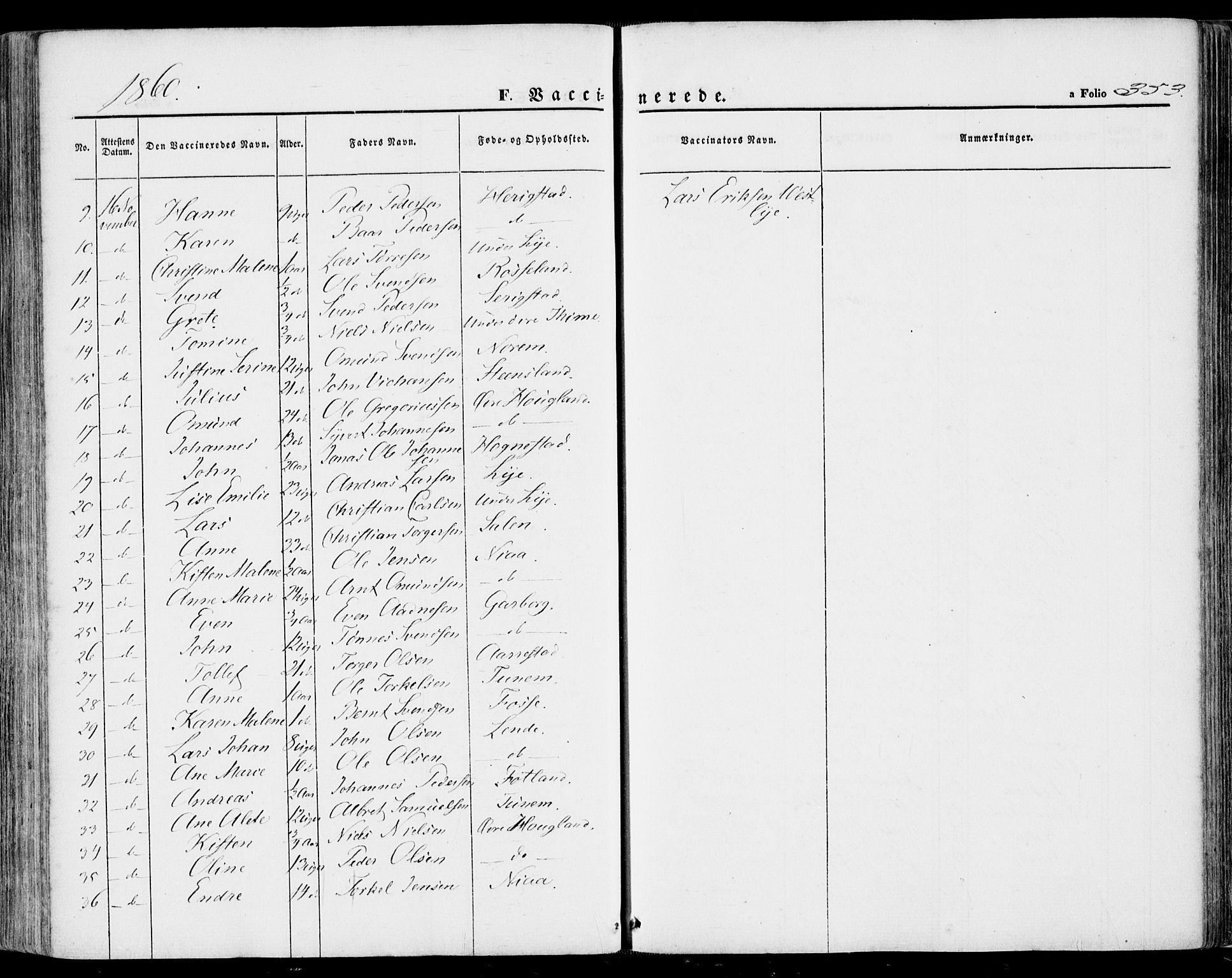 Lye sokneprestkontor, SAST/A-101794/001/30BA/L0007: Parish register (official) no. A 6, 1856-1871, p. 353