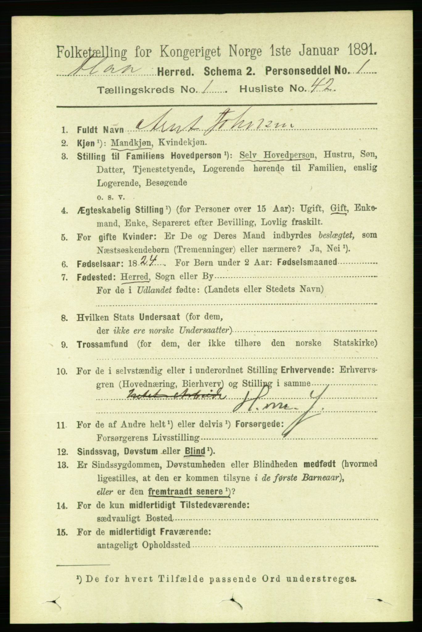 RA, 1891 census for 1652 Flå, 1891, p. 333