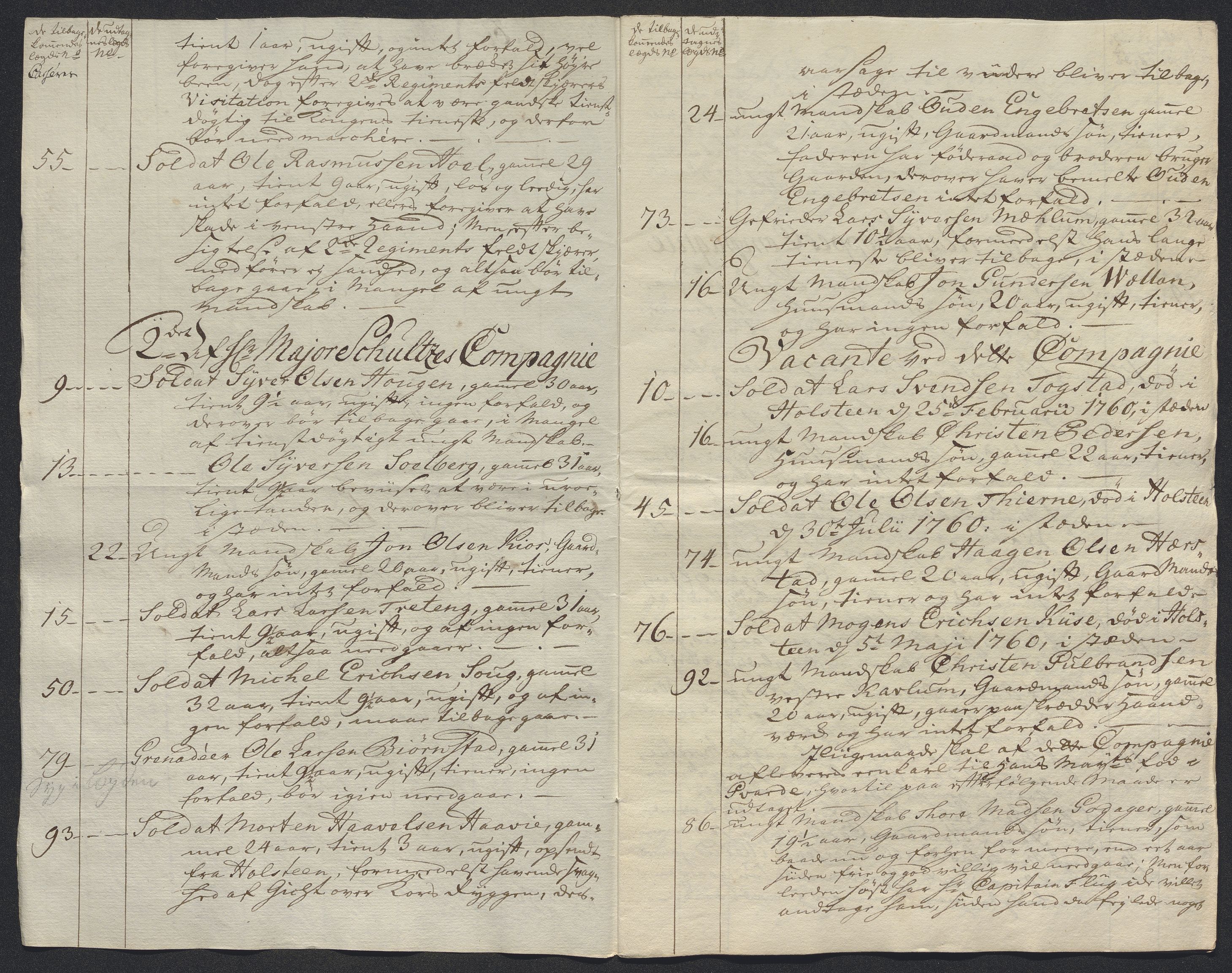 Kommanderende general (KG I) med Det norske krigsdirektorium, AV/RA-EA-5419/E/Ec/L0021: Ruller over nedkommanderte mannskap, 1758-1762, p. 519