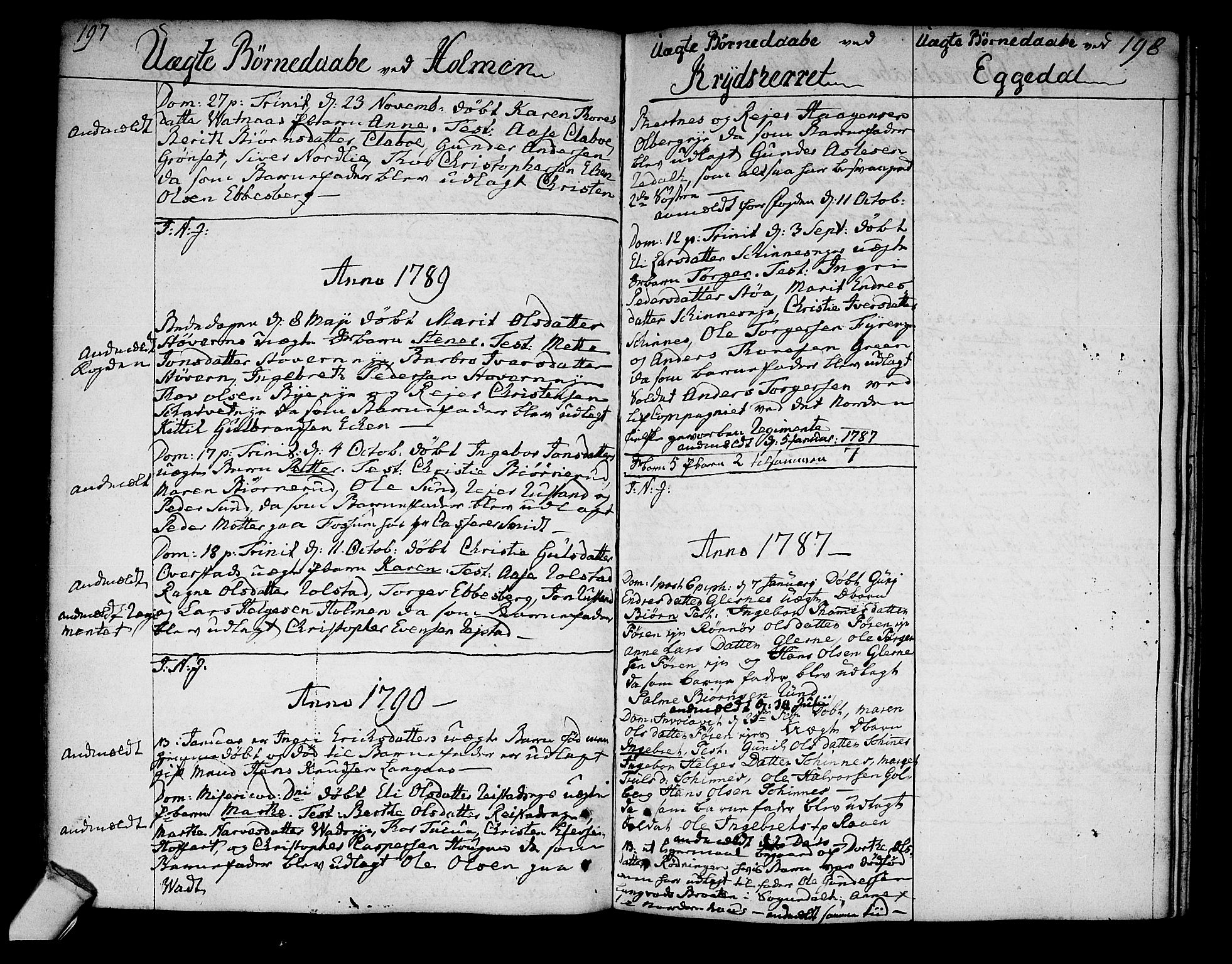 Sigdal kirkebøker, AV/SAKO-A-245/F/Fa/L0002: Parish register (official) no. I 2, 1778-1792, p. 197-198