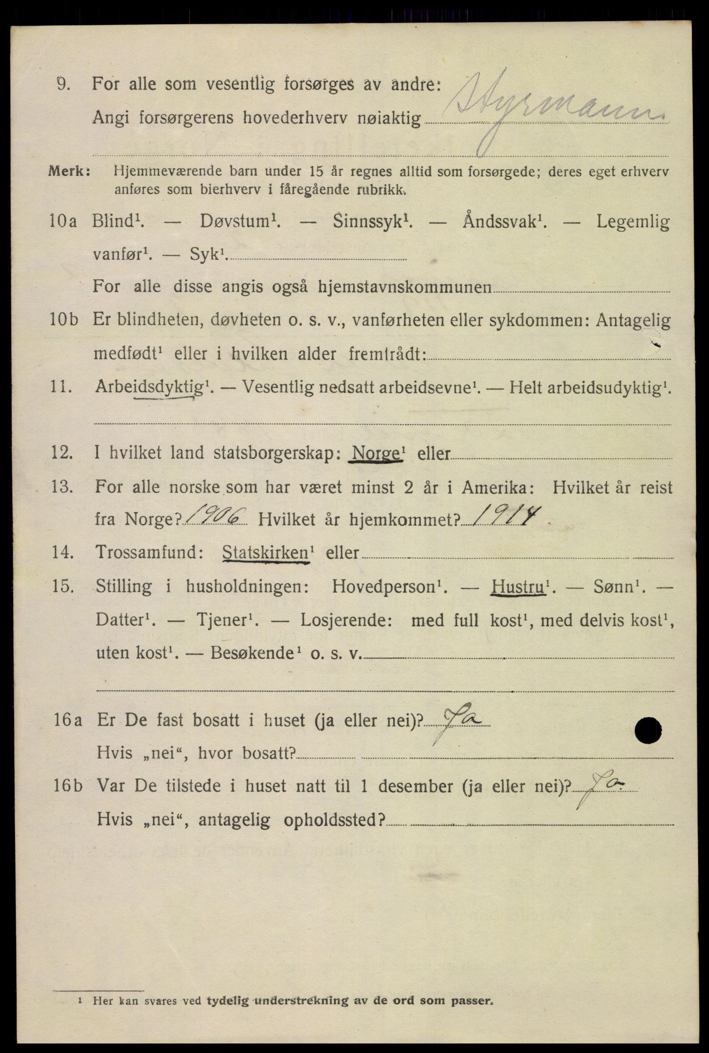 SAK, 1920 census for Farsund, 1920, p. 4152