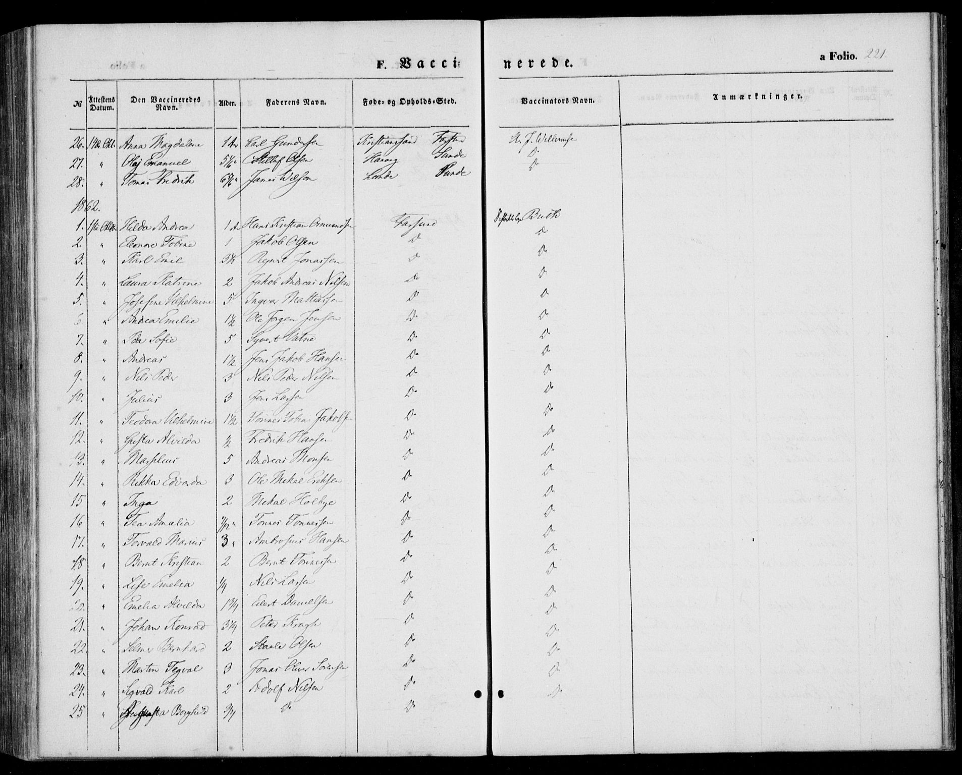 Farsund sokneprestkontor, SAK/1111-0009/F/Fa/L0004: Parish register (official) no. A 4, 1847-1863, p. 221