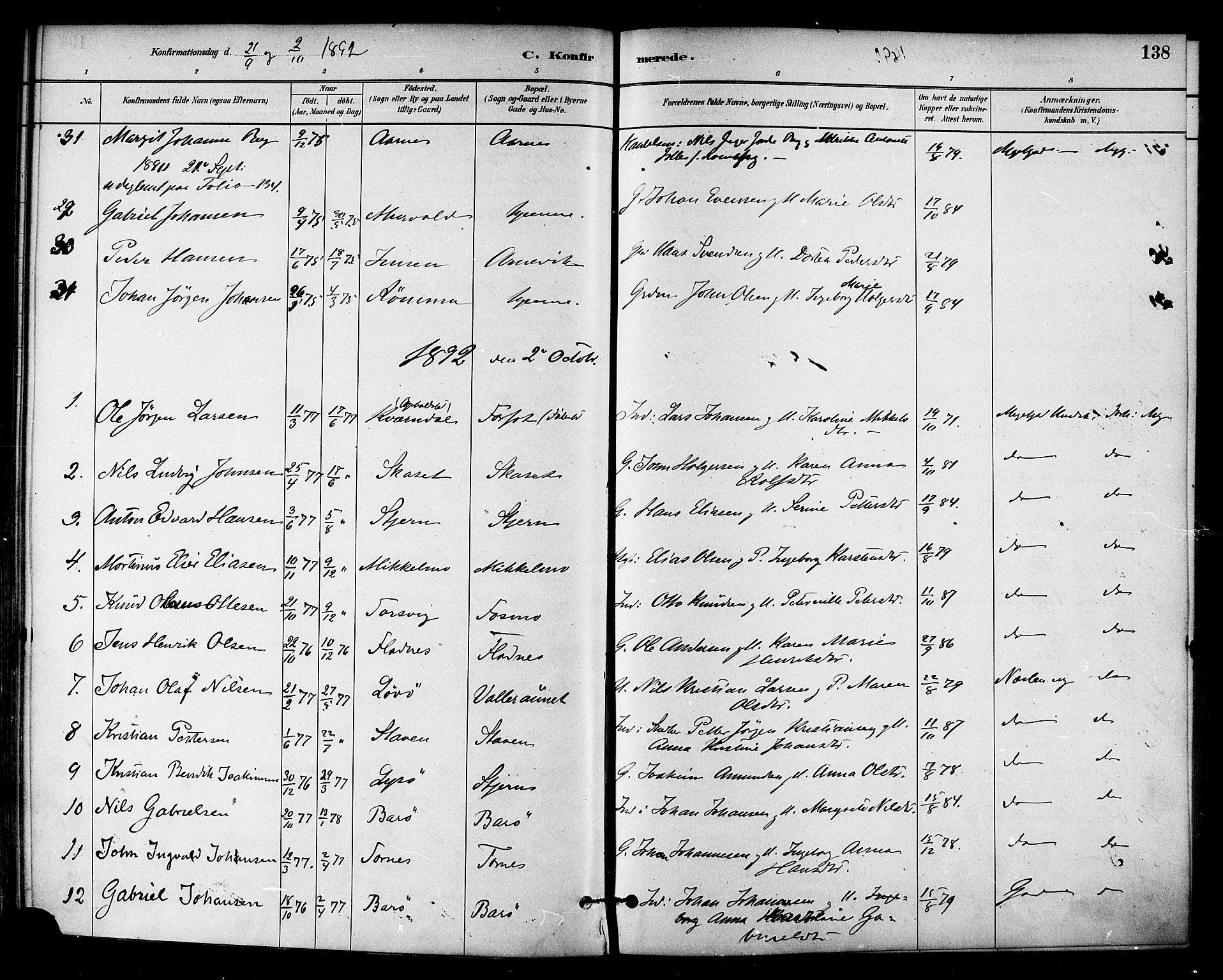 Ministerialprotokoller, klokkerbøker og fødselsregistre - Sør-Trøndelag, SAT/A-1456/655/L0680: Parish register (official) no. 655A09, 1880-1894, p. 138