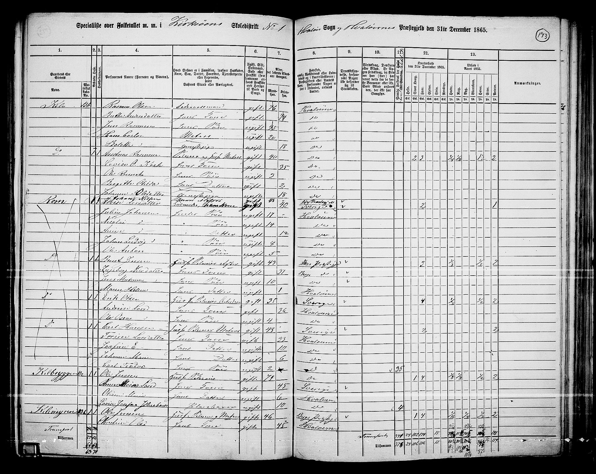 RA, 1865 census for Hvaler, 1865, p. 16