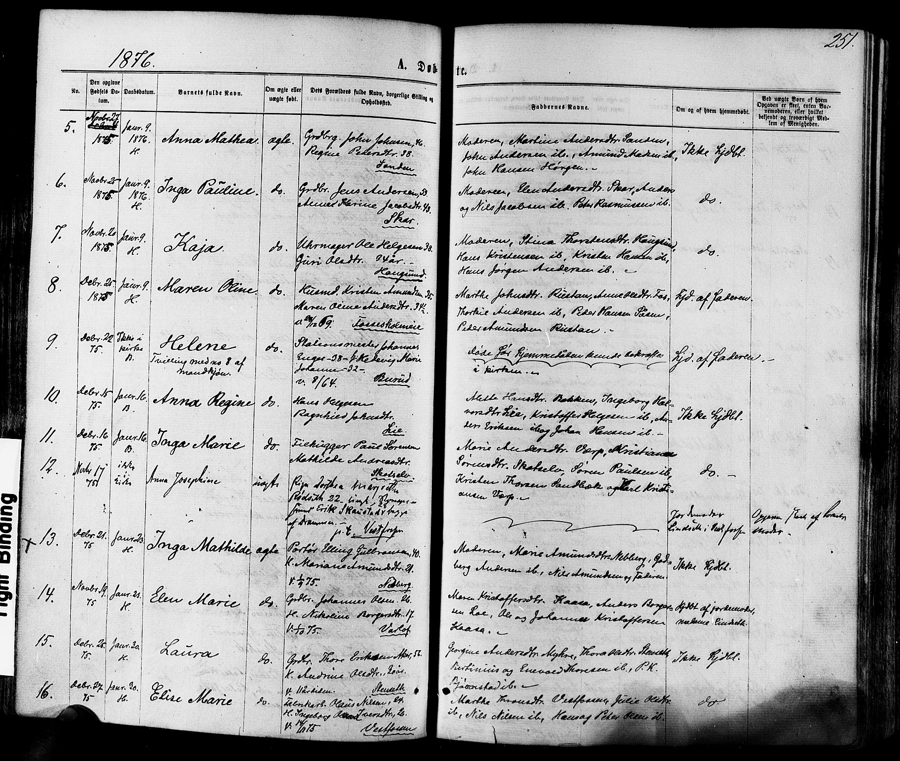 Eiker kirkebøker, AV/SAKO-A-4/F/Fa/L0017: Parish register (official) no. I 17, 1869-1877, p. 251