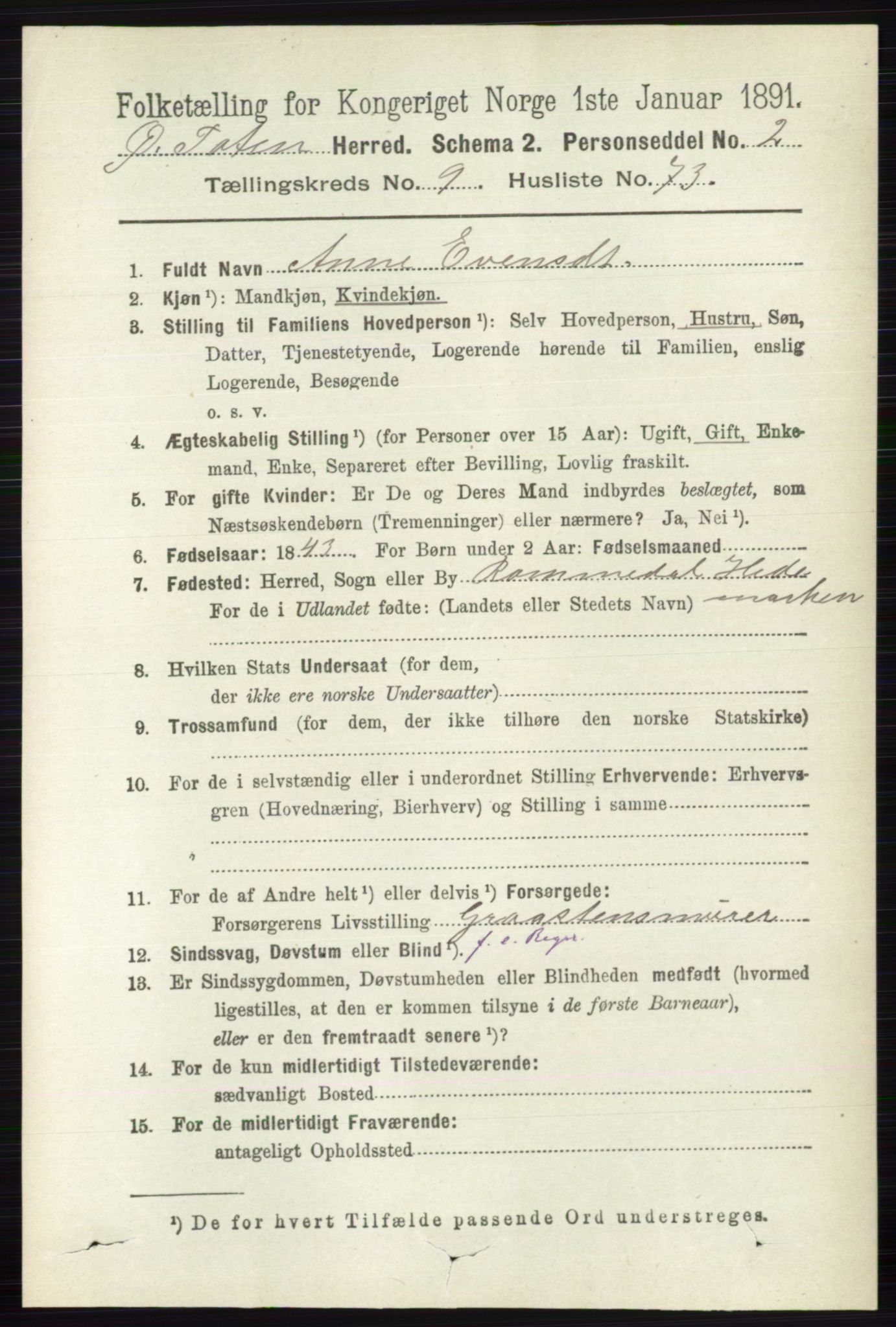 RA, 1891 census for 0528 Østre Toten, 1891, p. 6048