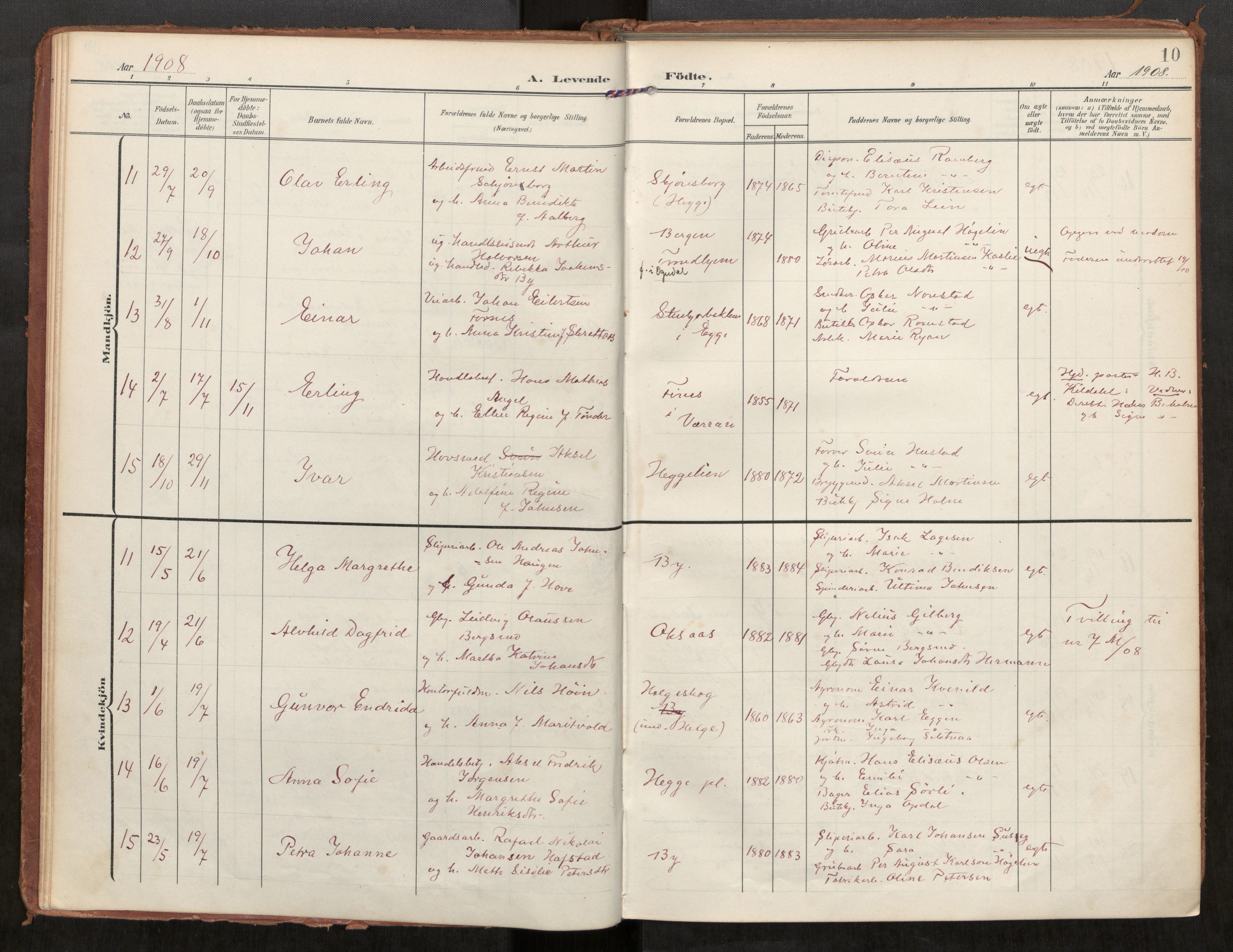 Steinkjer sokneprestkontor, AV/SAT-A-1541/01/H/Ha/Haa/L0002: Parish register (official) no. 2, 1907-1917, p. 10