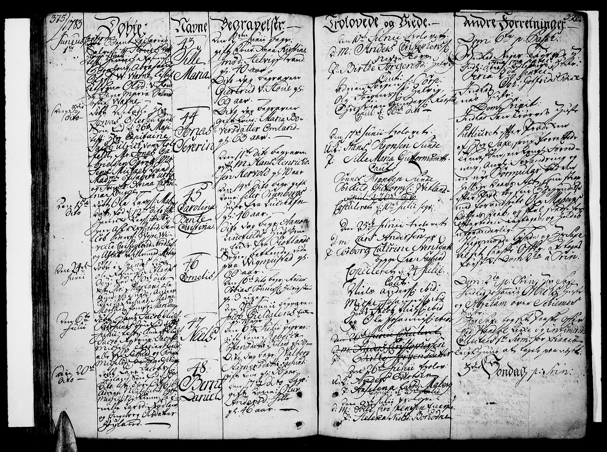 Lista sokneprestkontor, SAK/1111-0027/F/Fa/L0004: Parish register (official) no. A 4, 1768-1794, p. 375-376