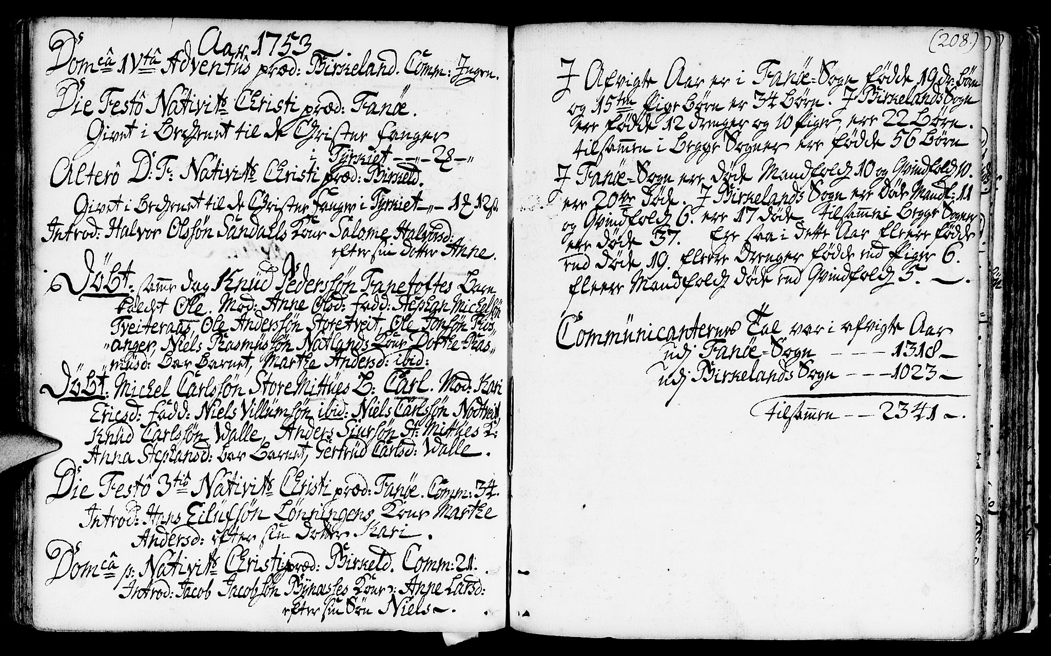 Fana Sokneprestembete, AV/SAB-A-75101/H/Haa/Haaa/L0003: Parish register (official) no. A 3, 1736-1757, p. 208