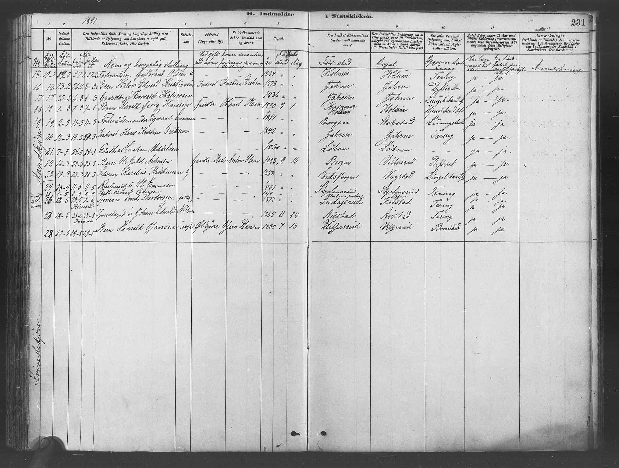 Ullensaker prestekontor Kirkebøker, SAO/A-10236a/F/Fa/L0019: Parish register (official) no. I 19, 1878-1891, p. 231