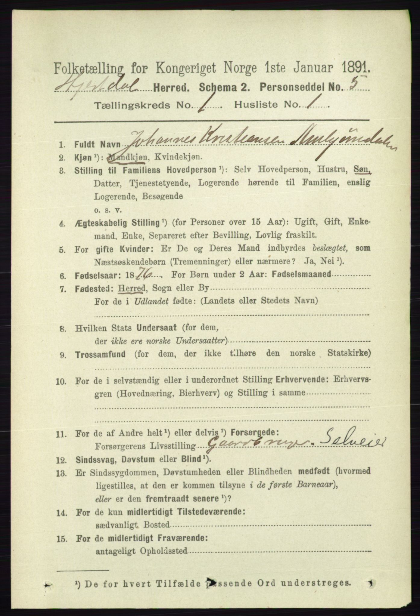 RA, 1891 census for 0827 Hjartdal, 1891, p. 123