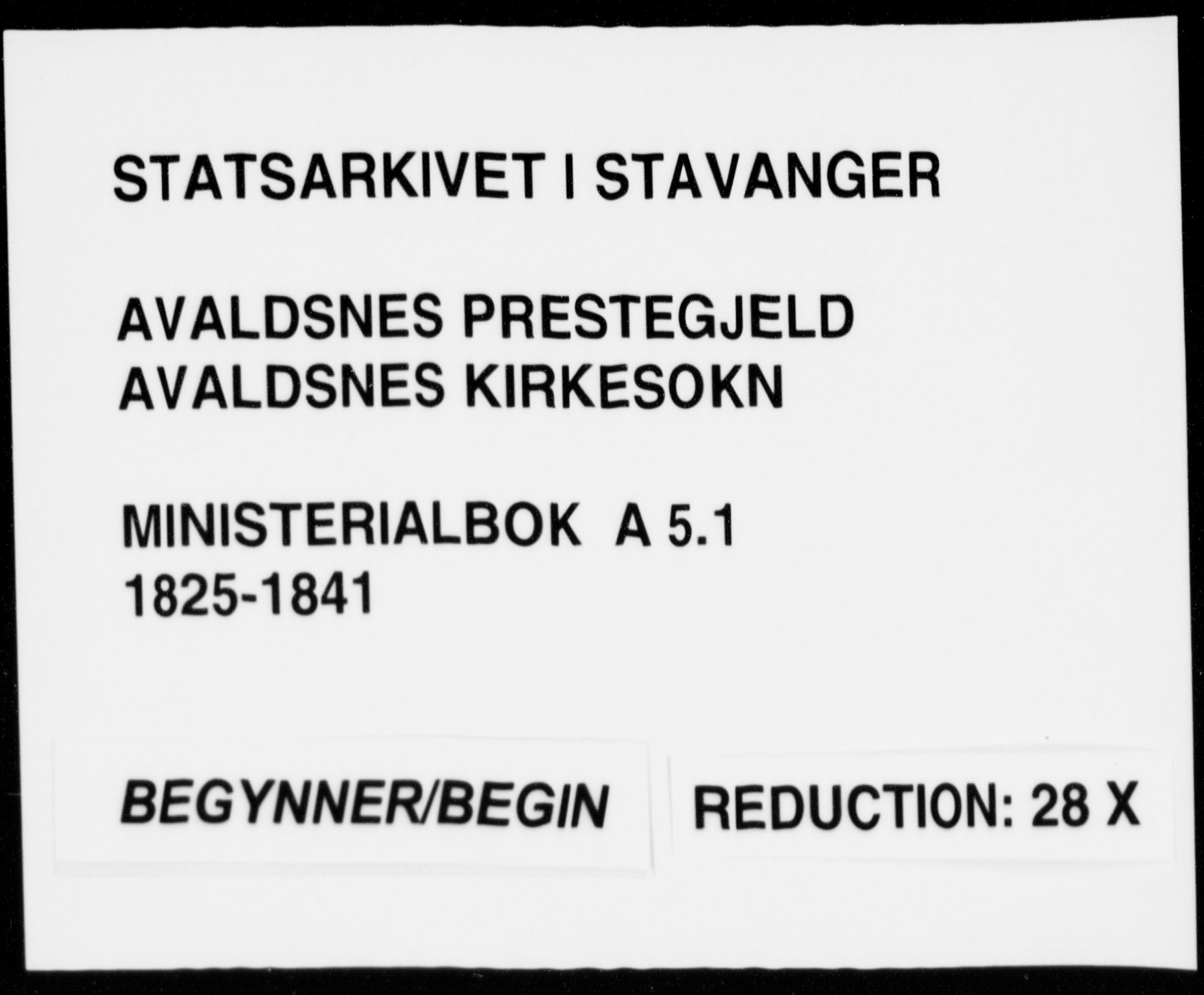 Avaldsnes sokneprestkontor, SAST/A -101851/H/Ha/Haa/L0005: Parish register (official) no. A 5.1, 1825-1841