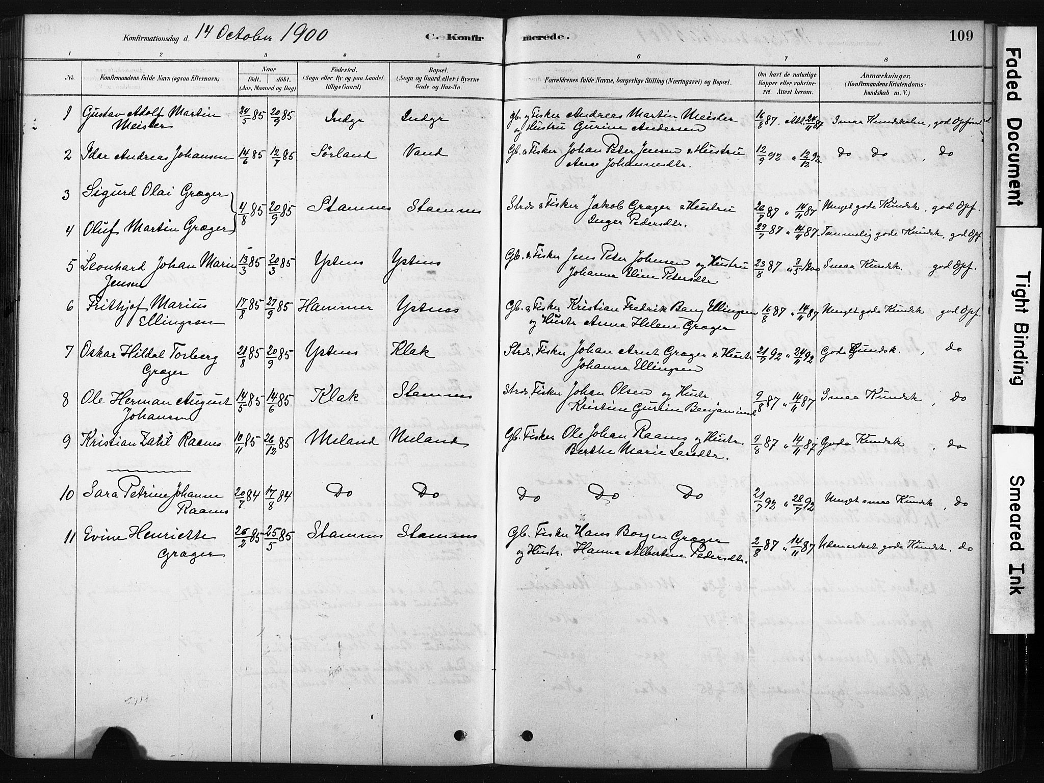 Ministerialprotokoller, klokkerbøker og fødselsregistre - Nordland, SAT/A-1459/808/L0128: Parish register (official) no. 808A01, 1880-1902, p. 109