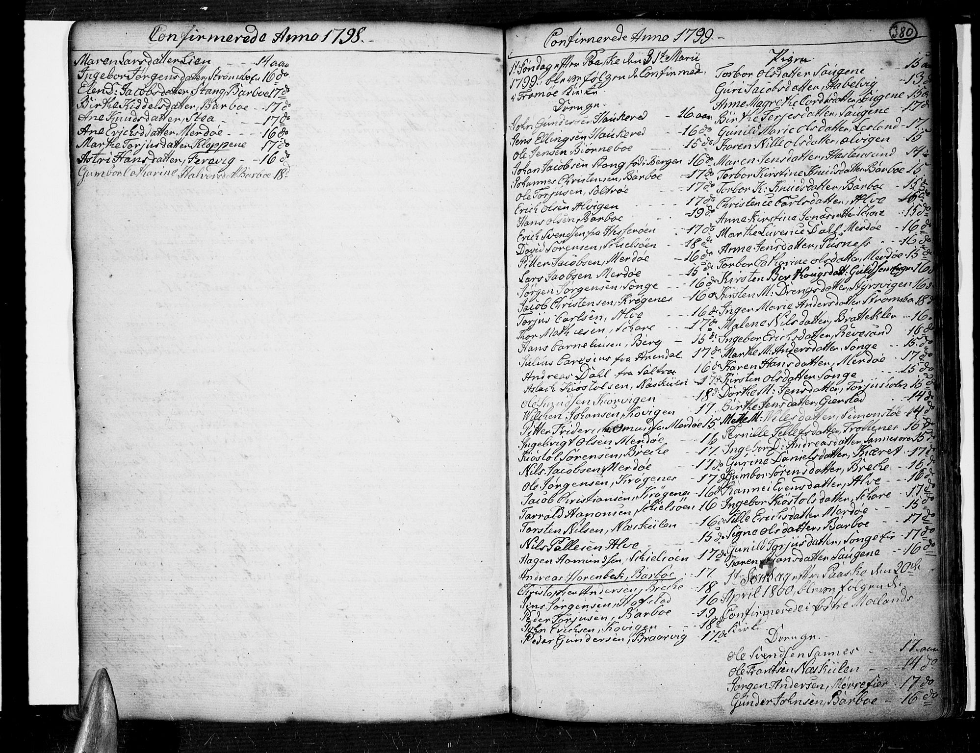 Tromøy sokneprestkontor, SAK/1111-0041/F/Fa/L0002: Parish register (official) no. A 2, 1773-1808, p. 380