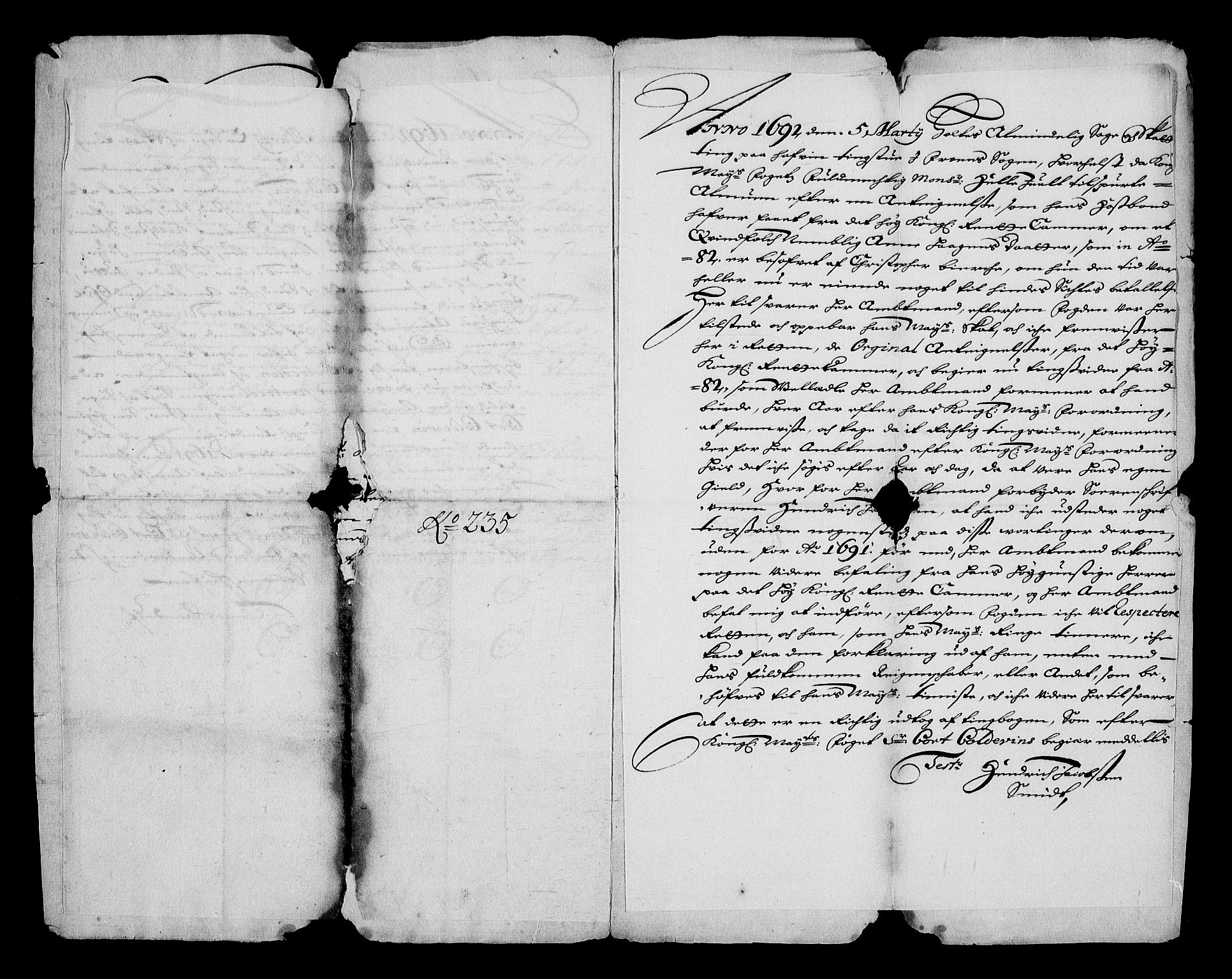 Stattholderembetet 1572-1771, RA/EA-2870/Af/L0004: Avskrifter av vedlegg til originale supplikker, nummerert i samsvar med supplikkbøkene, 1691-1694, p. 177
