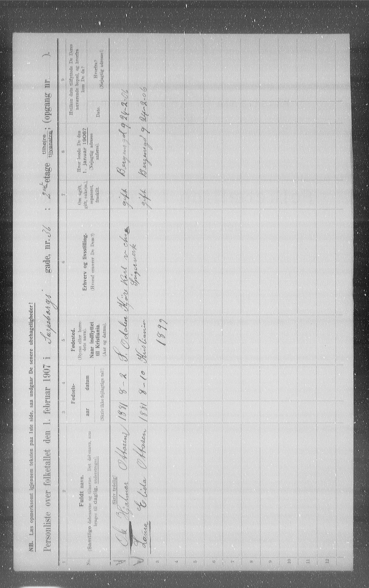 OBA, Municipal Census 1907 for Kristiania, 1907, p. 45636