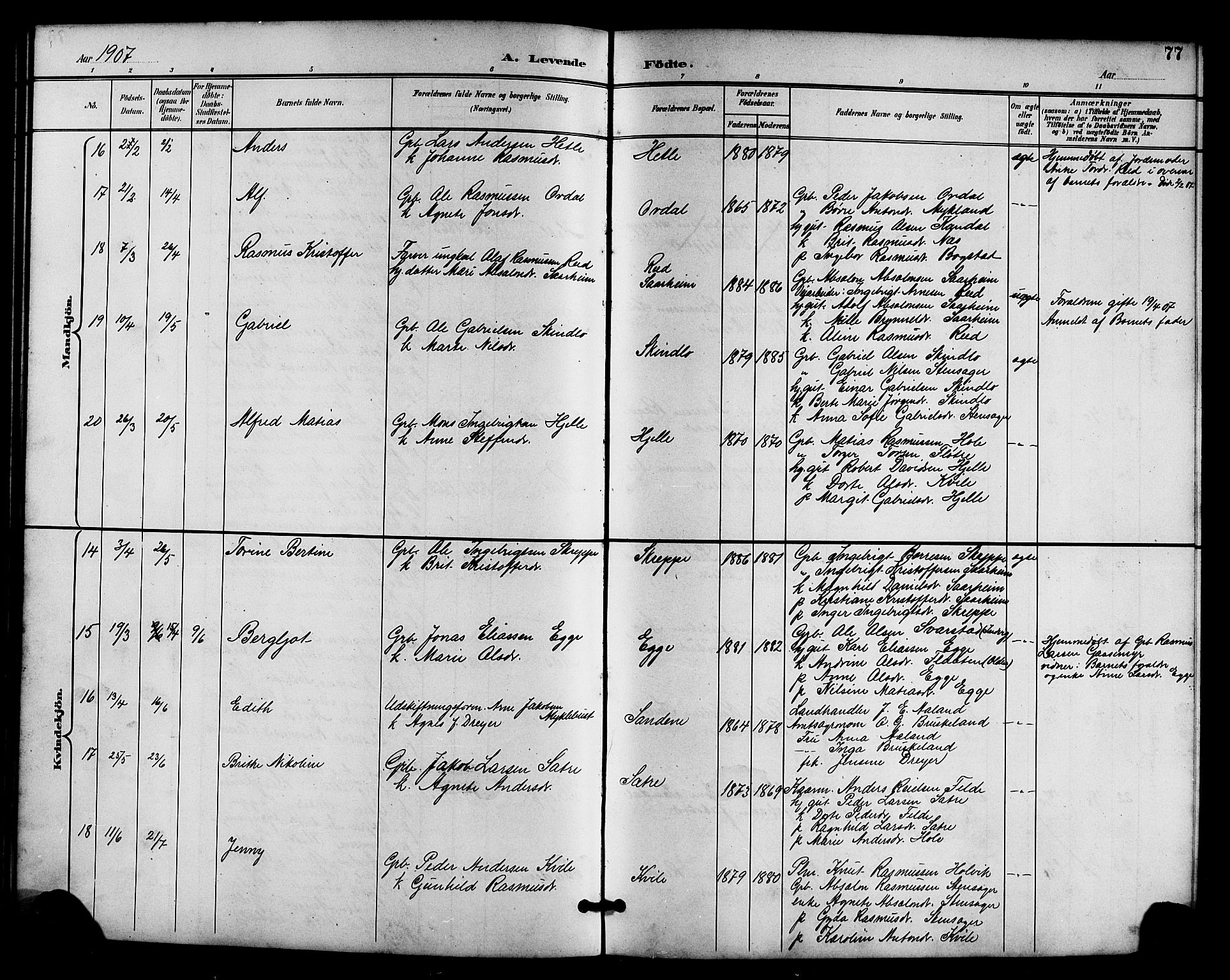 Gloppen sokneprestembete, AV/SAB-A-80101/H/Hab/Habc/L0002: Parish register (copy) no. C 2, 1896-1910, p. 77