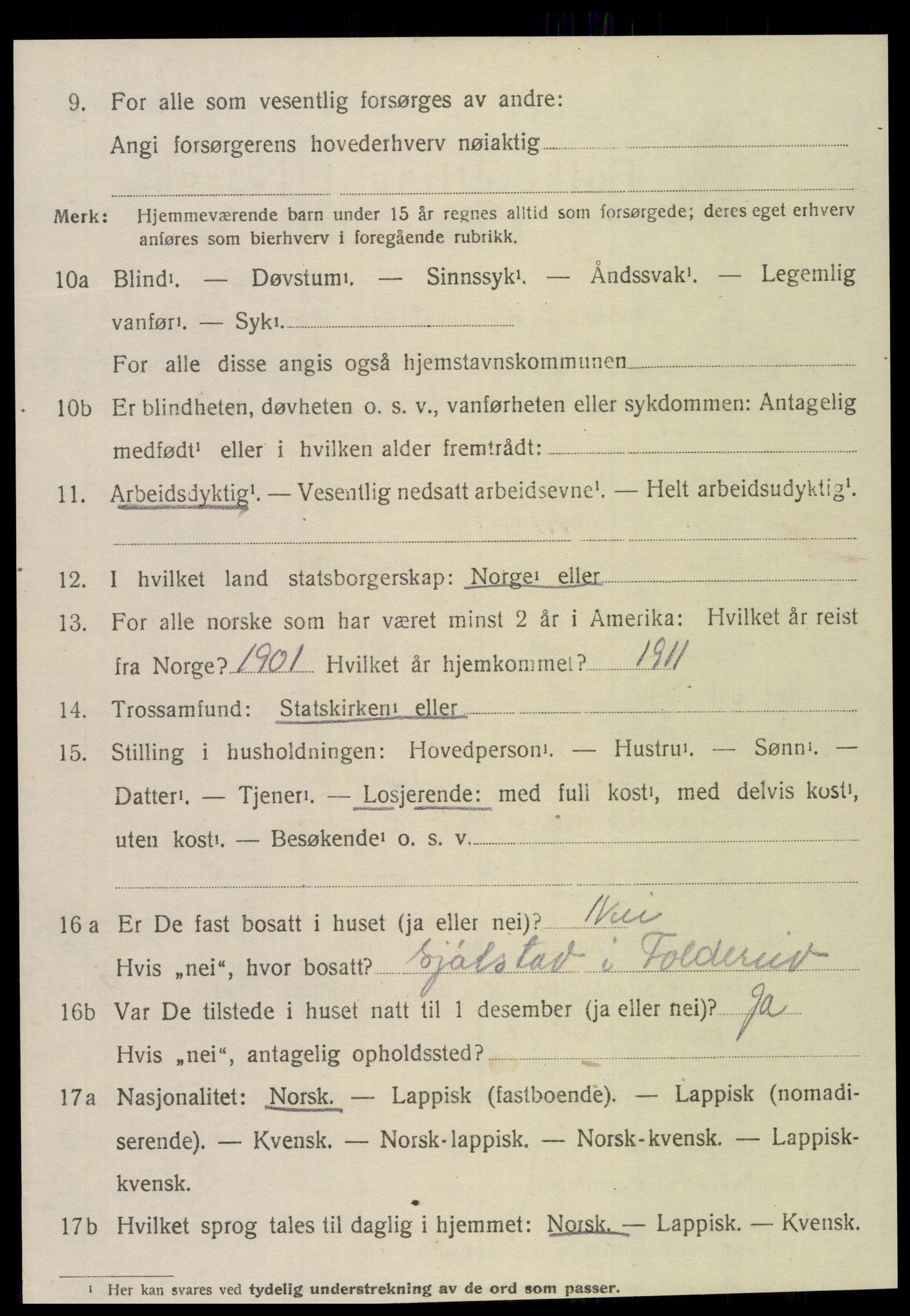 SAT, 1920 census for Kolvereid, 1920, p. 4736