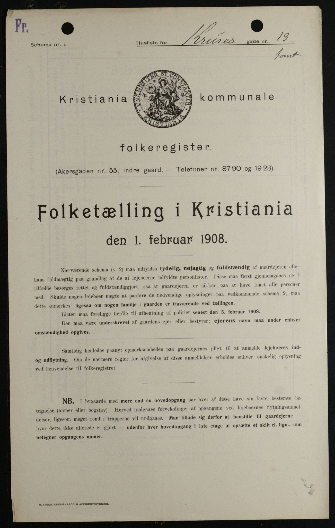 OBA, Municipal Census 1908 for Kristiania, 1908, p. 49326