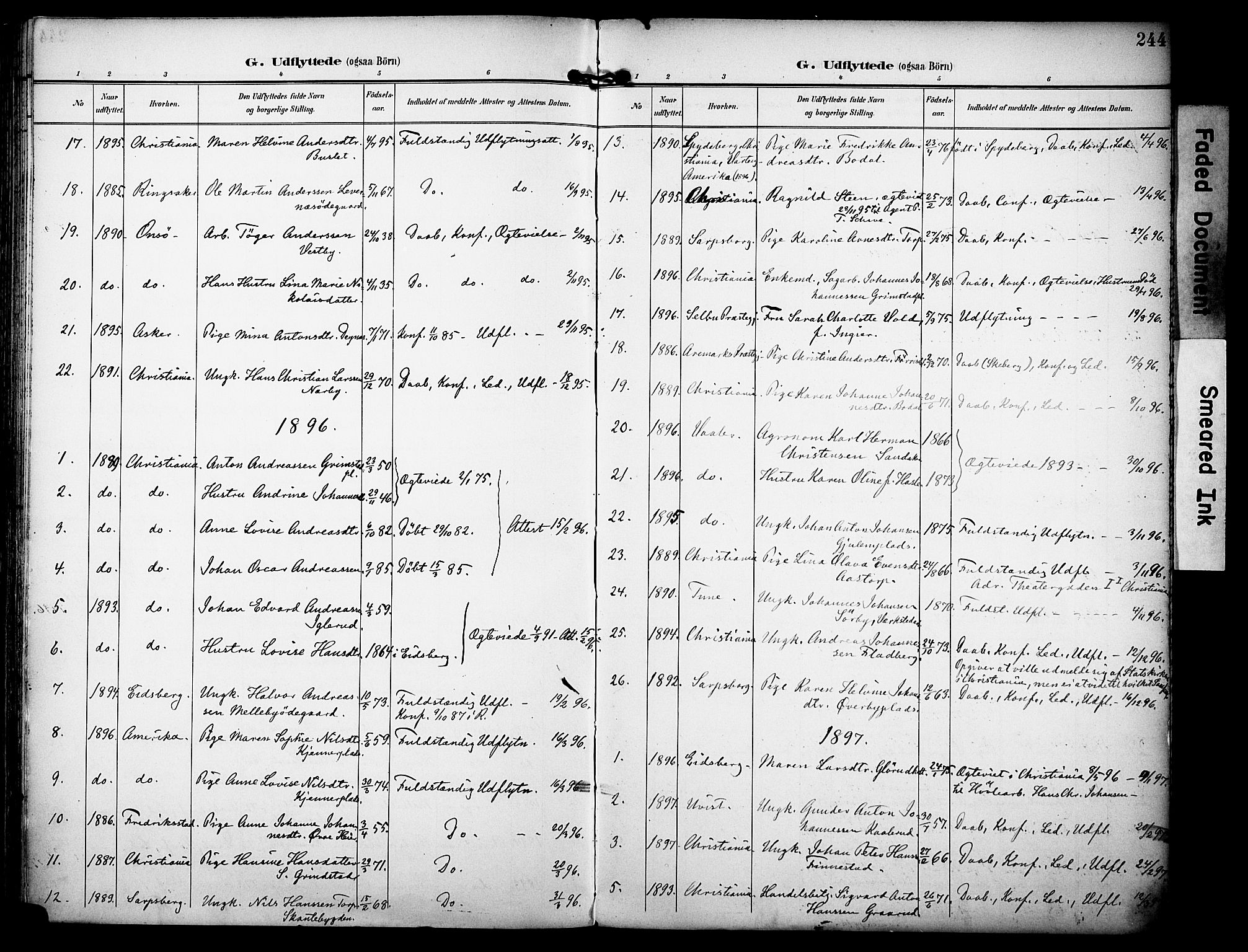 Rakkestad prestekontor Kirkebøker, SAO/A-2008/F/Fa/L0013: Parish register (official) no. I 13, 1894-1908, p. 244