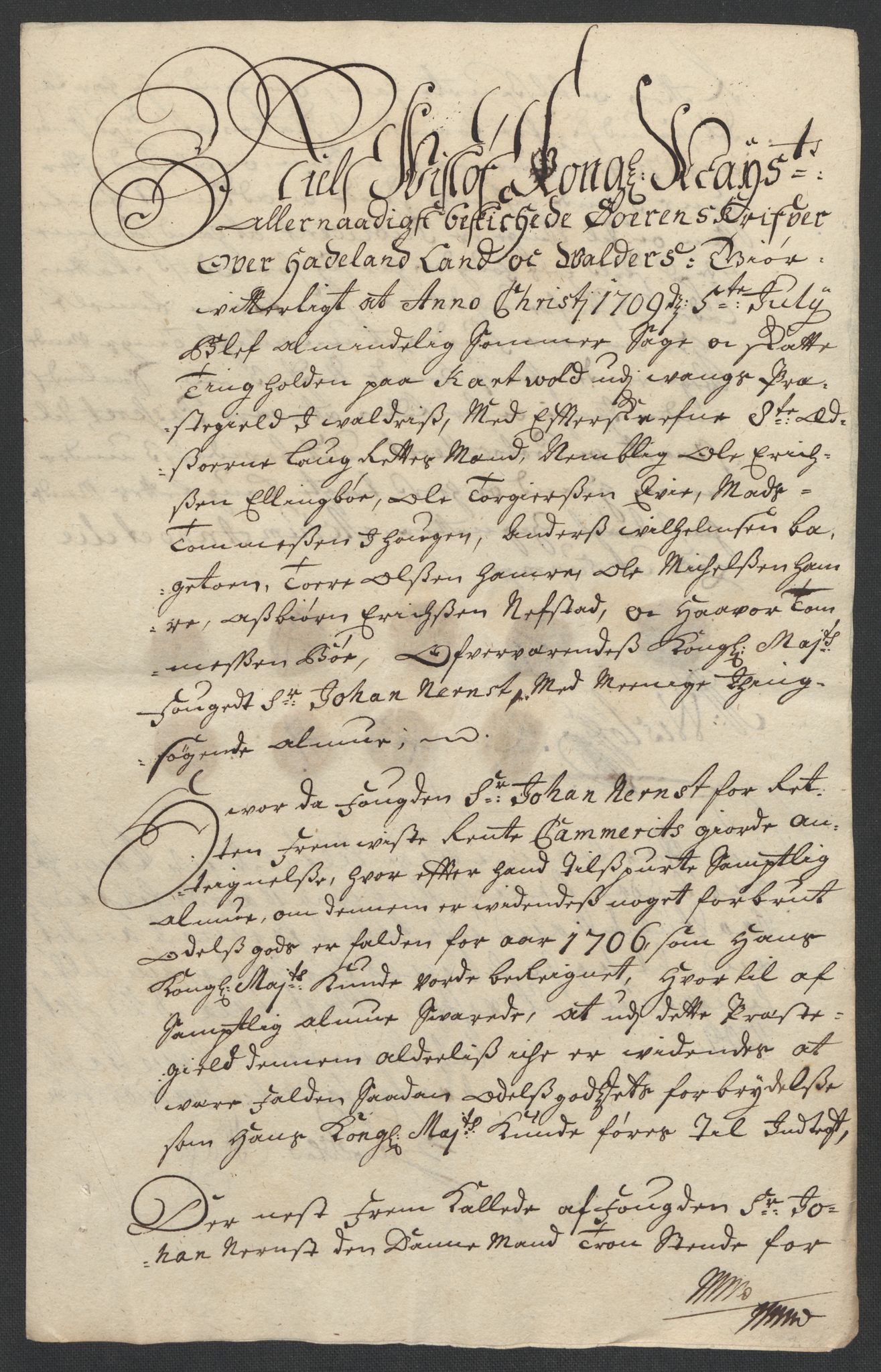 Rentekammeret inntil 1814, Reviderte regnskaper, Fogderegnskap, AV/RA-EA-4092/R18/L1304: Fogderegnskap Hadeland, Toten og Valdres, 1706, p. 503