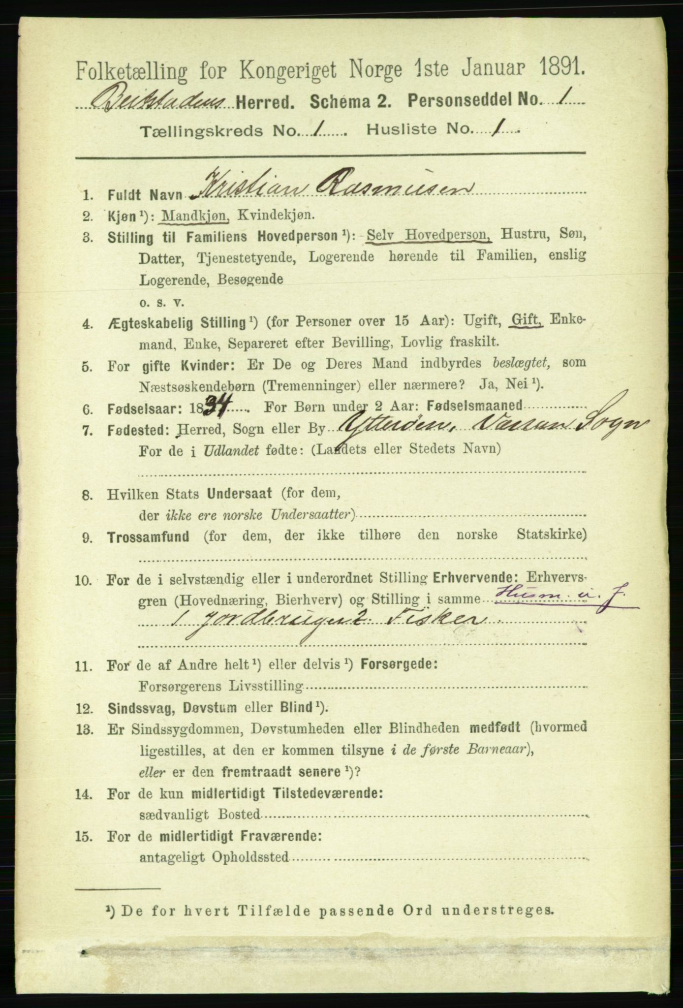 RA, 1891 census for 1727 Beitstad, 1891, p. 94