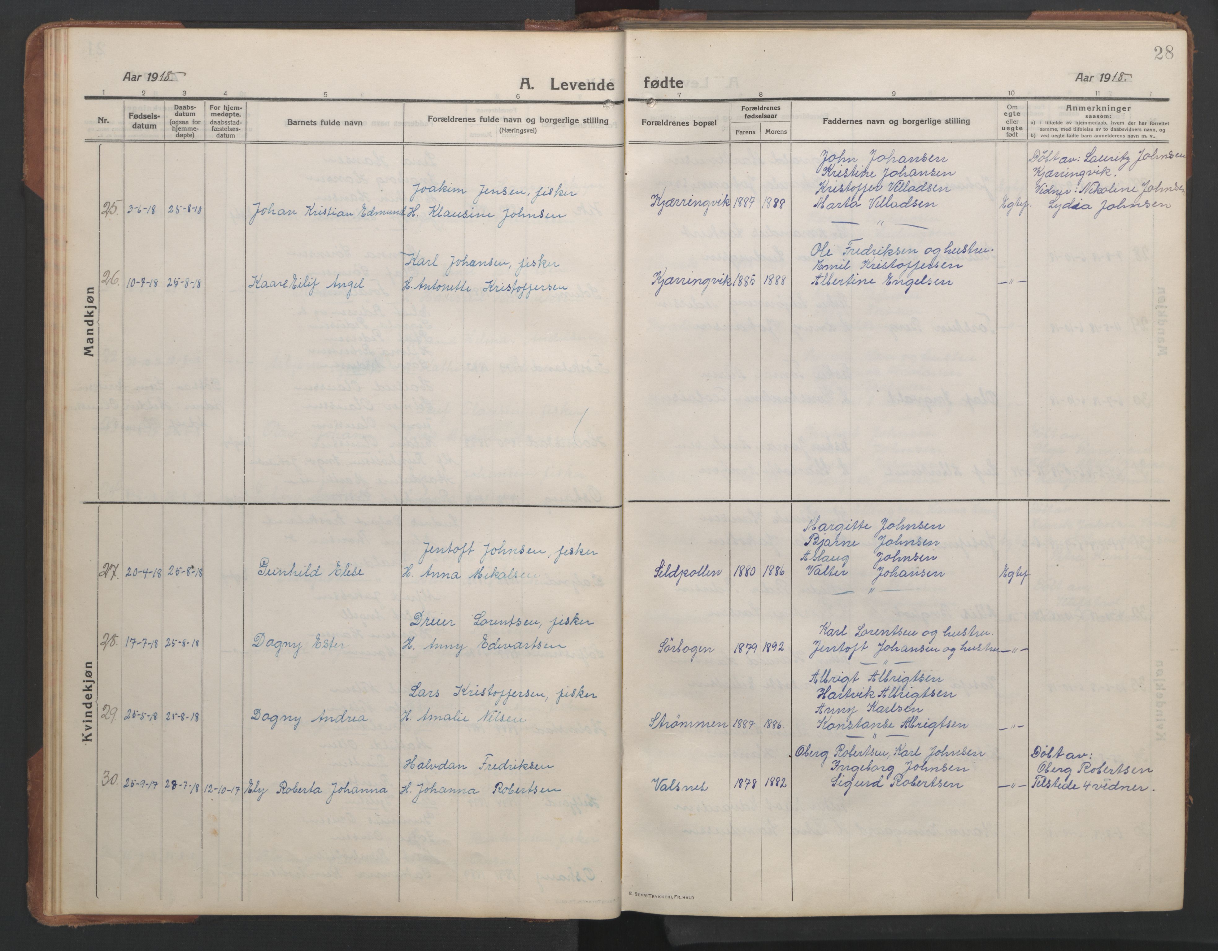 Ministerialprotokoller, klokkerbøker og fødselsregistre - Nordland, SAT/A-1459/890/L1291: Parish register (copy) no. 890C02, 1913-1954, p. 28