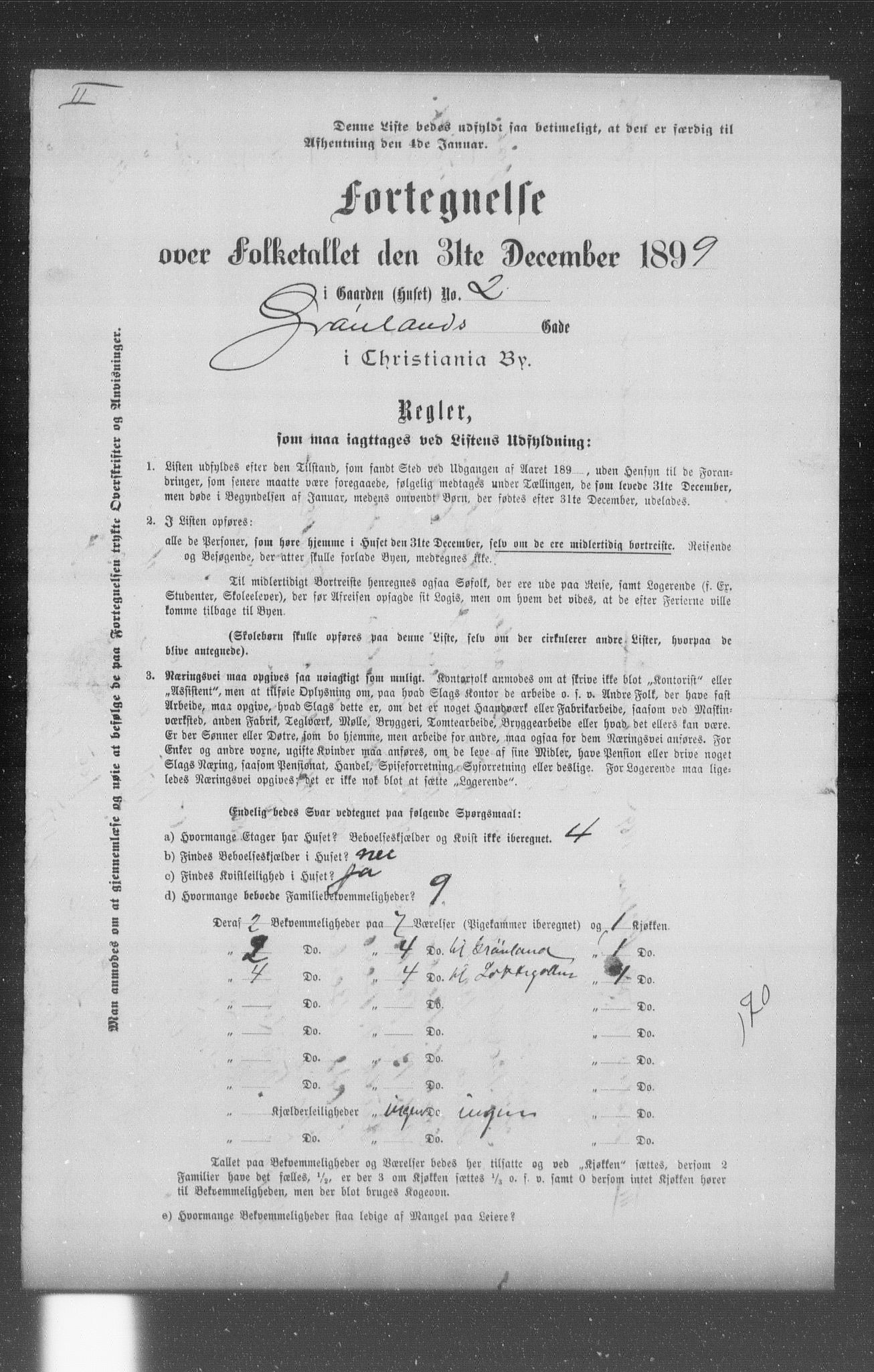 OBA, Municipal Census 1899 for Kristiania, 1899, p. 4145