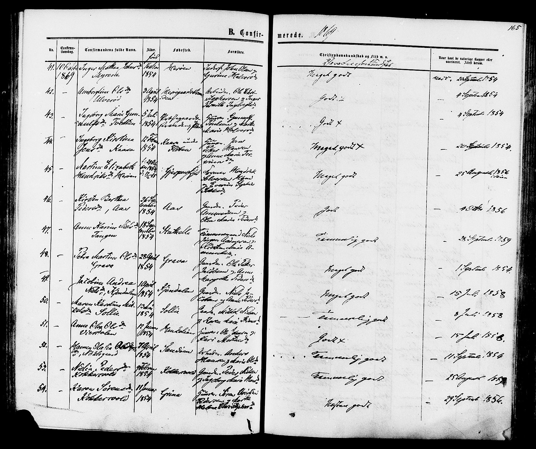 Eidanger kirkebøker, SAKO/A-261/F/Fa/L0010: Parish register (official) no. 10, 1859-1874, p. 165