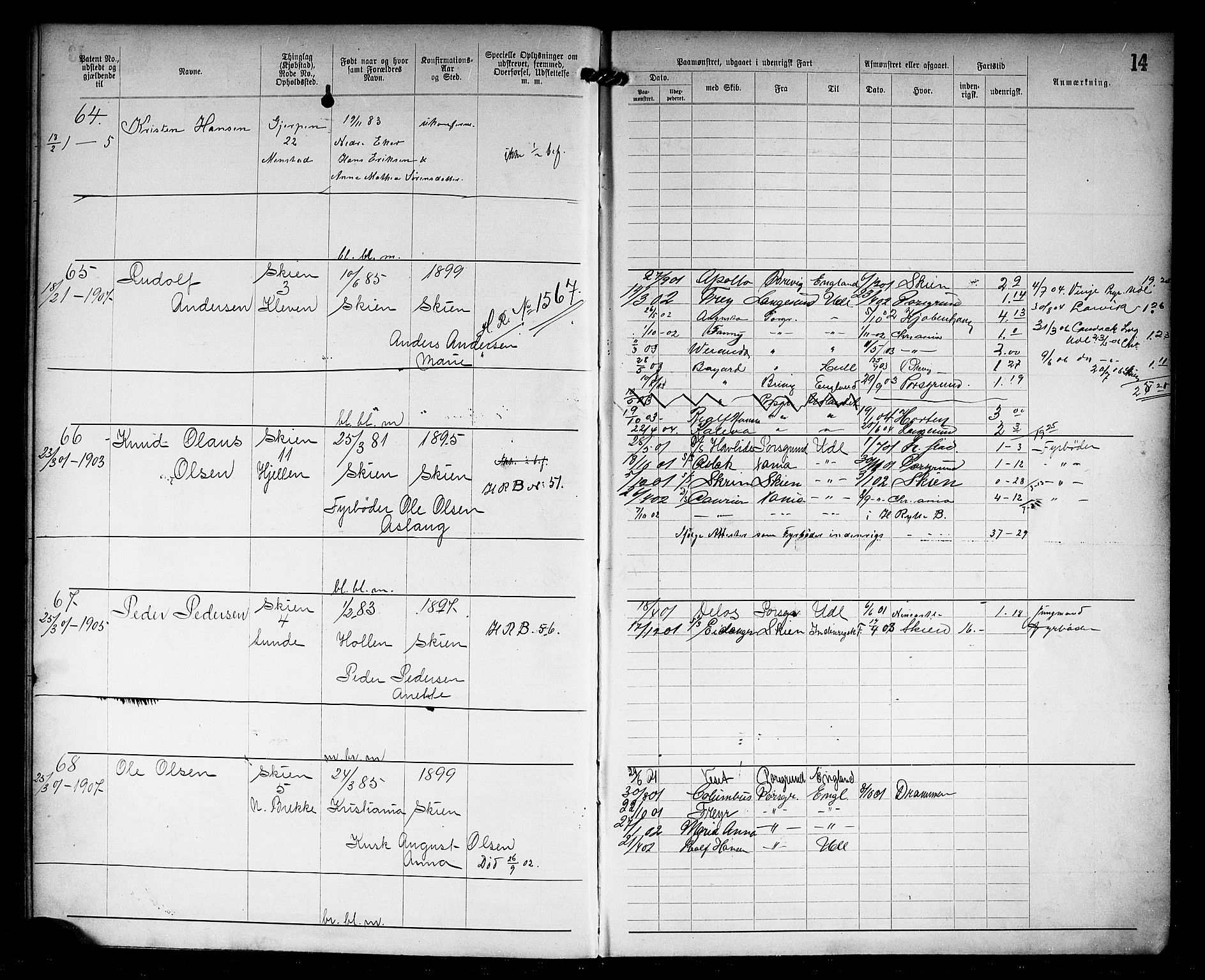 Skien innrulleringskontor, AV/SAKO-A-832/F/Fc/L0006: Annotasjonsrulle, 1899-1911, p. 16