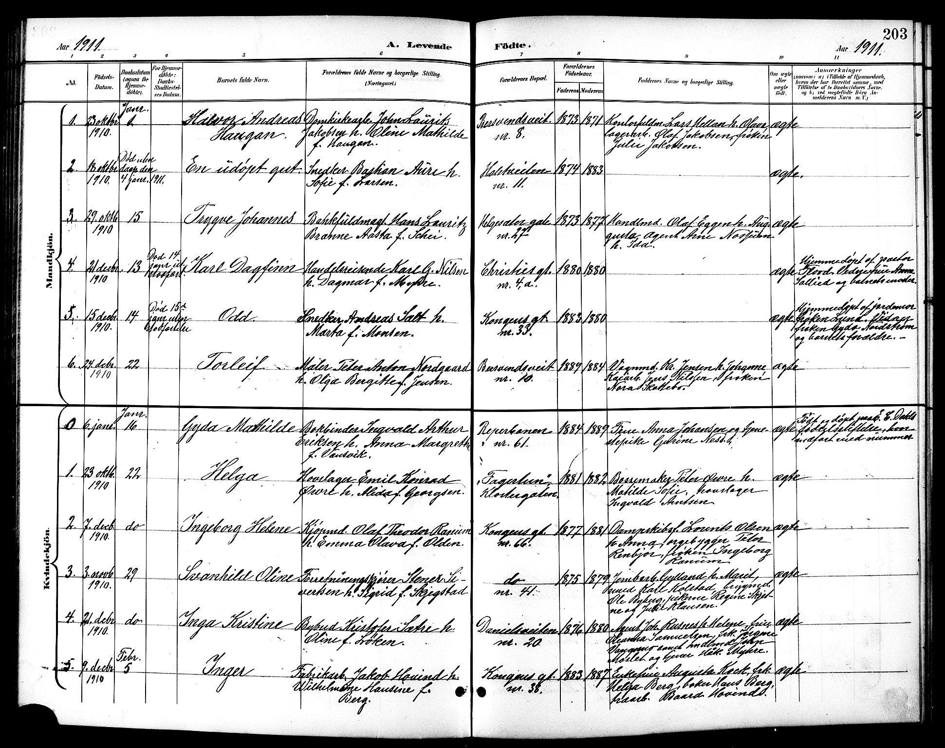 Ministerialprotokoller, klokkerbøker og fødselsregistre - Sør-Trøndelag, SAT/A-1456/601/L0094: Parish register (copy) no. 601C12, 1898-1911, p. 203