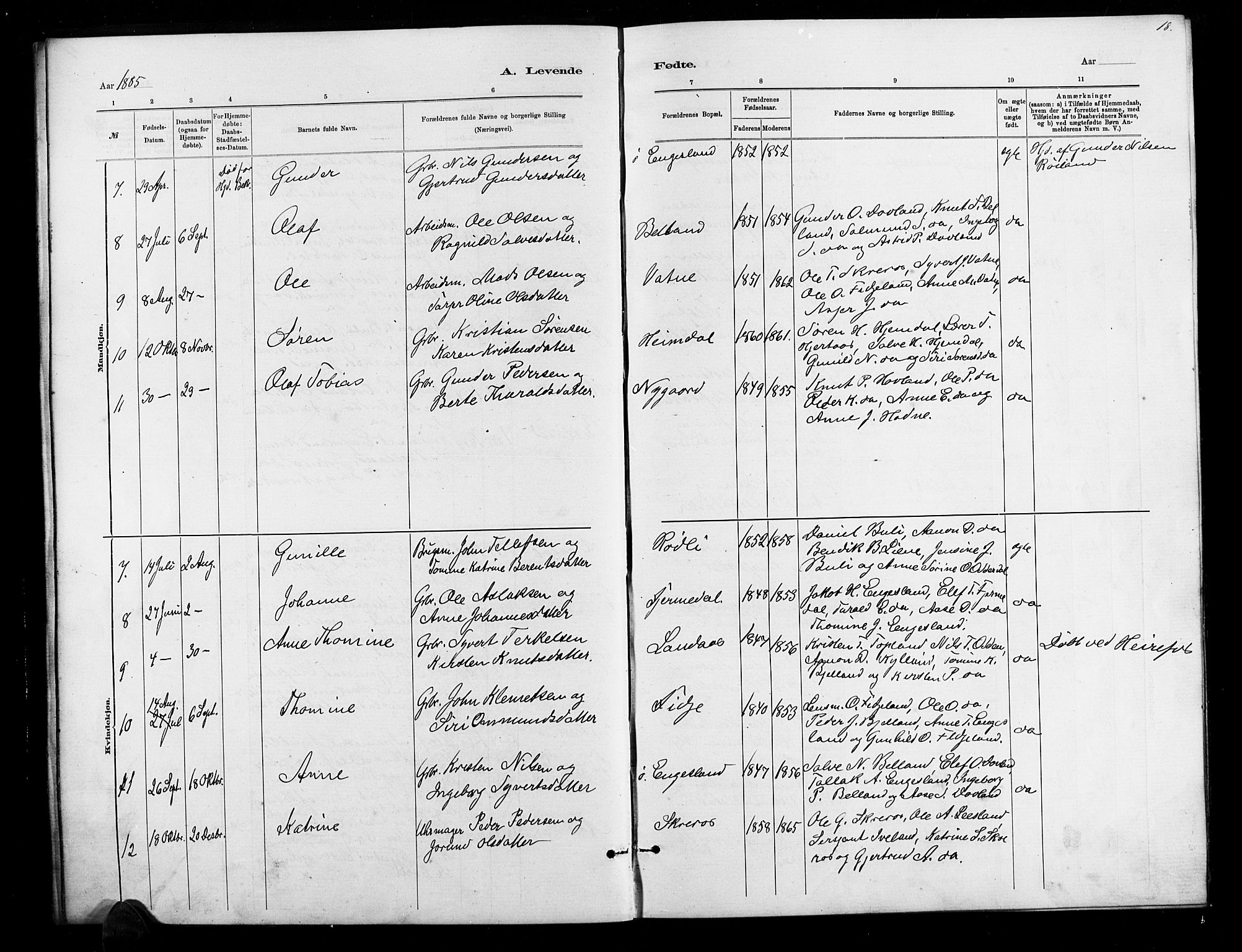 Herefoss sokneprestkontor, AV/SAK-1111-0019/F/Fb/Fbb/L0002: Parish register (copy) no. B 2, 1879-1894, p. 18