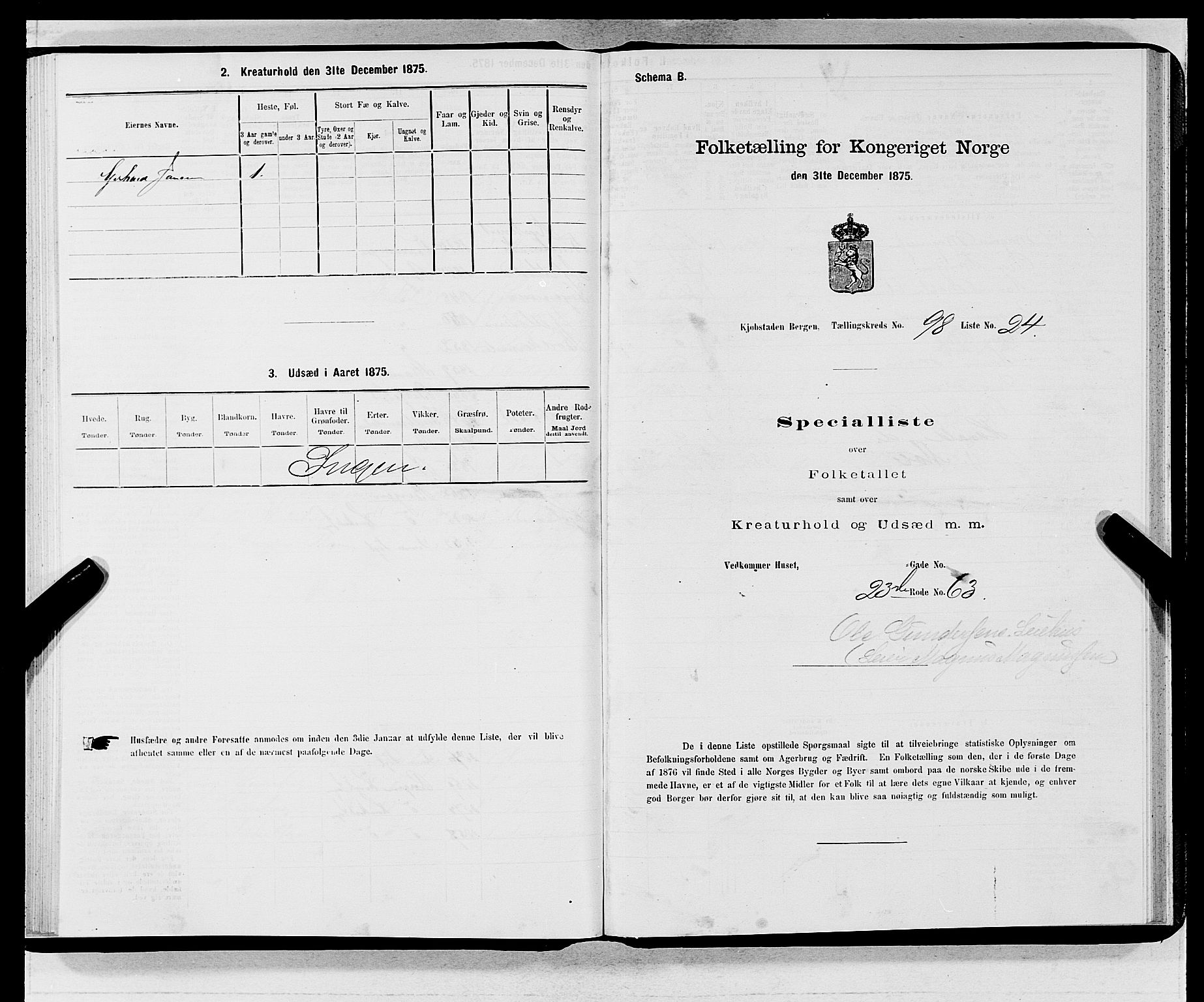 SAB, 1875 census for 1301 Bergen, 1875, p. 5327