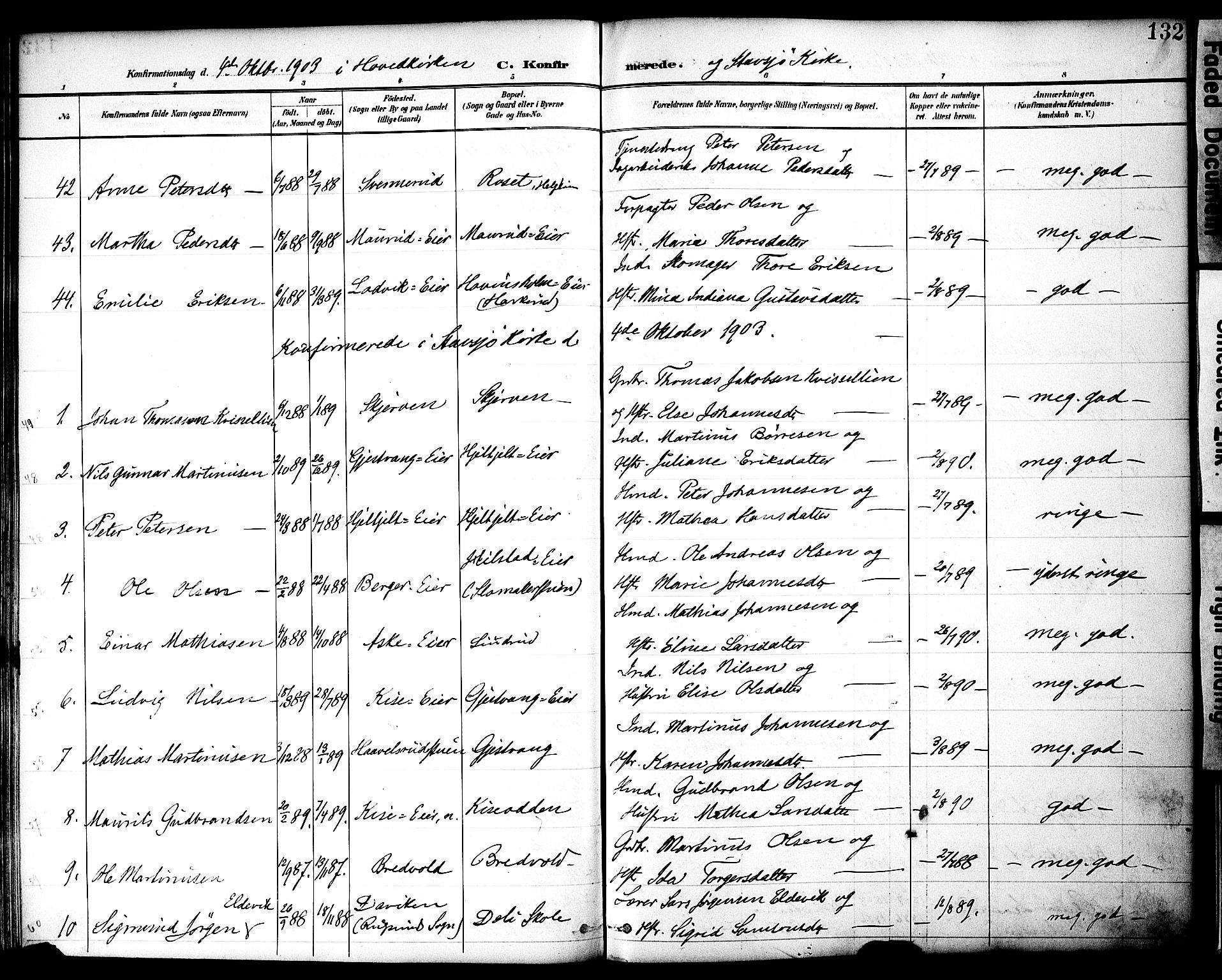 Nes prestekontor, Hedmark, SAH/PREST-020/K/Ka/L0010: Parish register (official) no. 10, 1887-1905, p. 132