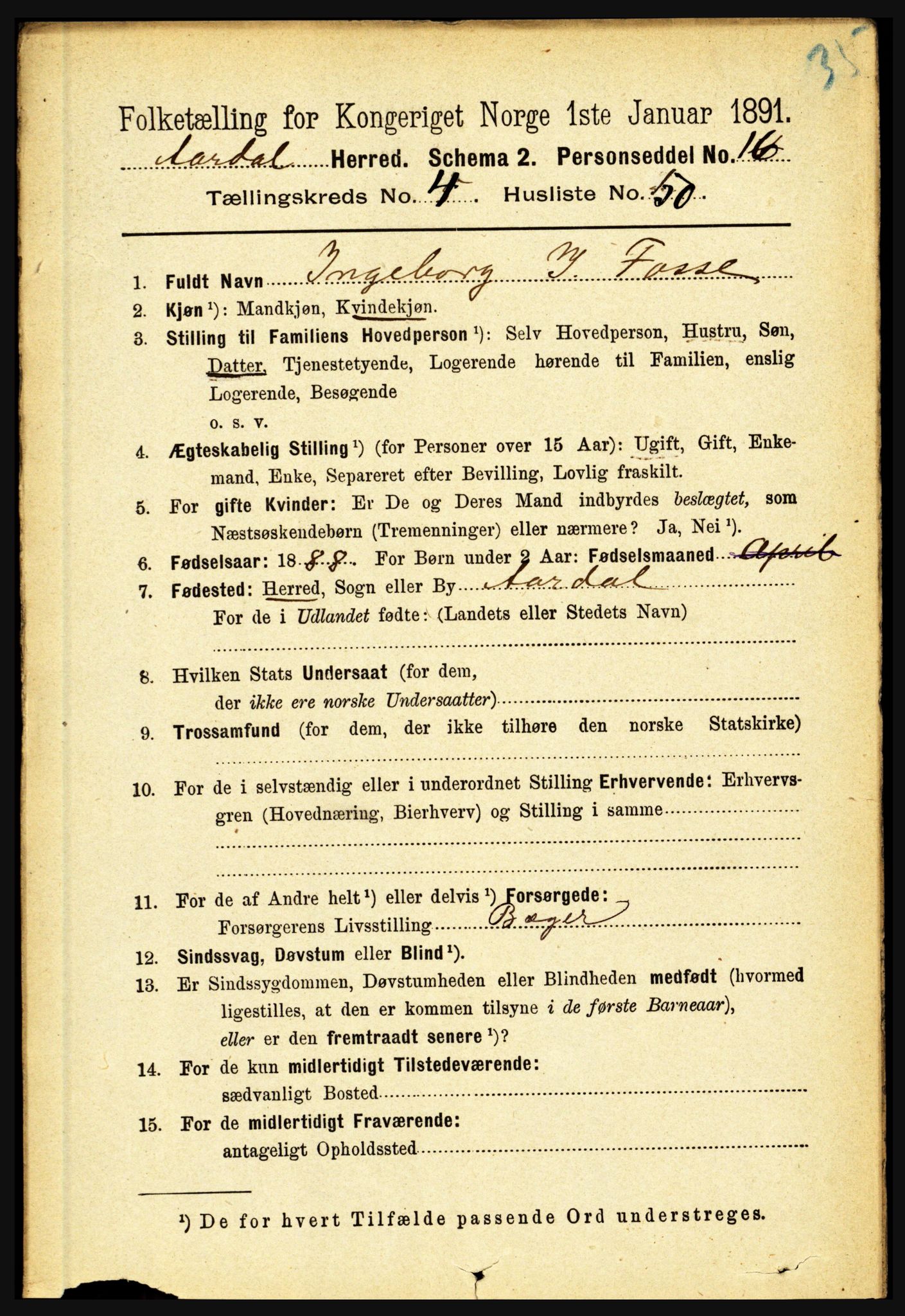 RA, 1891 census for 1424 Årdal, 1891, p. 966