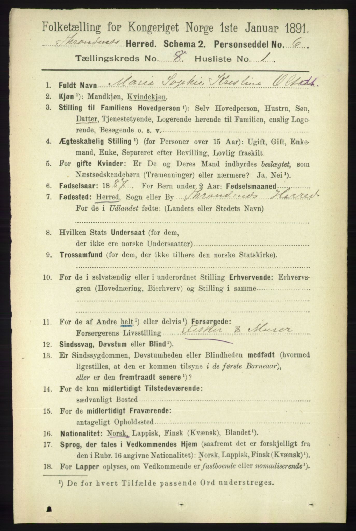 RA, 1891 census for 1914 Trondenes, 1891, p. 5770