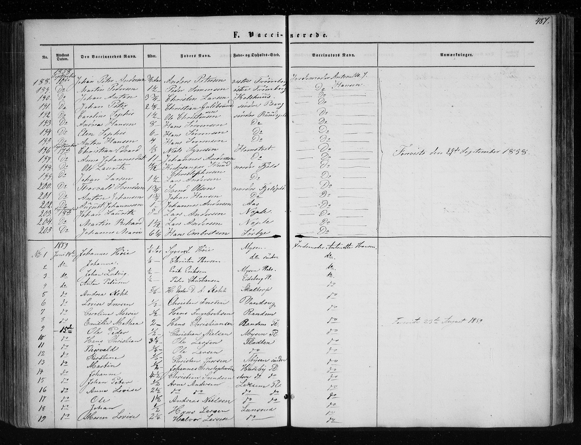 Eidsberg prestekontor Kirkebøker, SAO/A-10905/F/Fa/L0010.b: Parish register (official) no. I 10B, 1857-1866, p. 487
