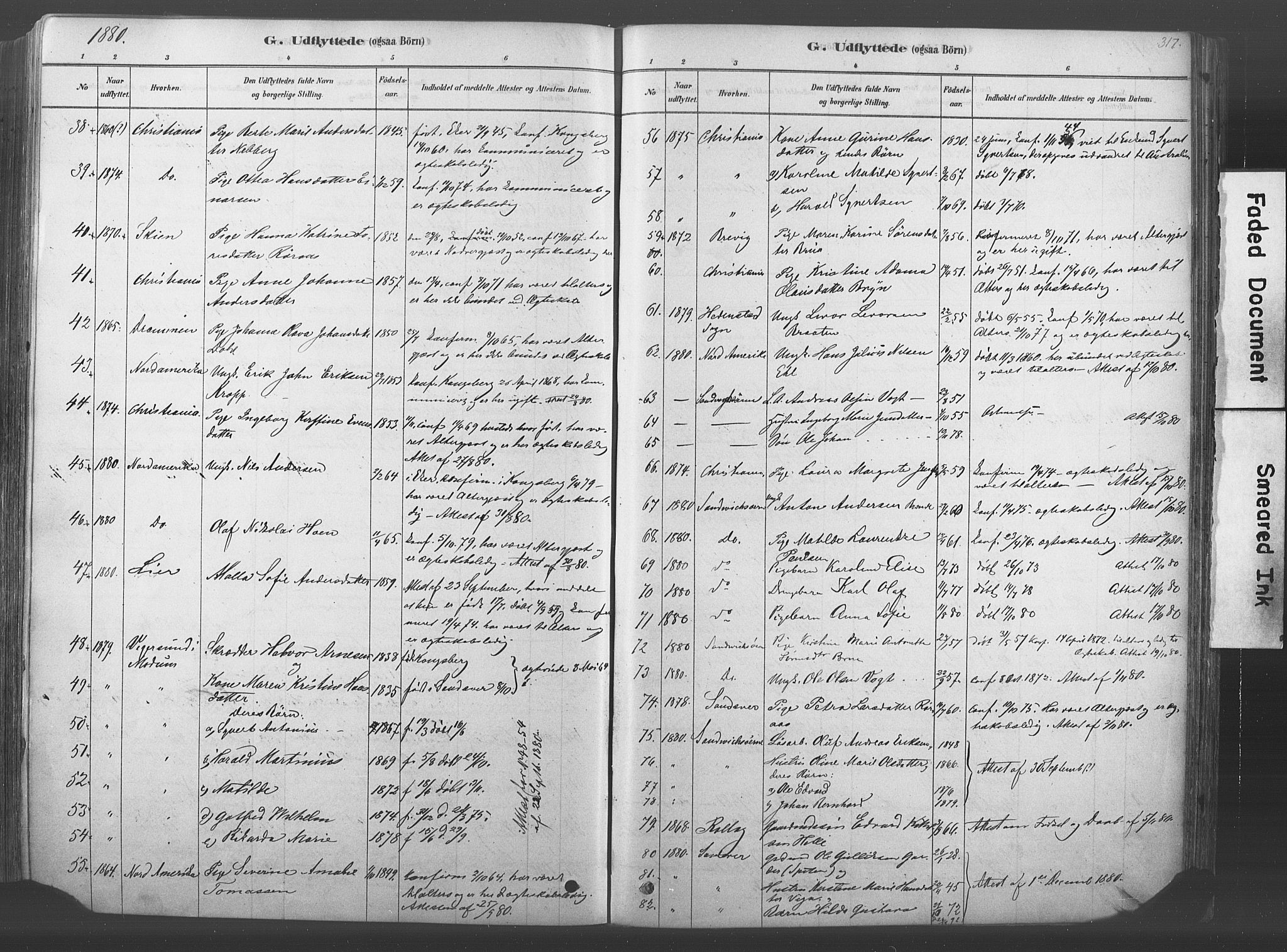 Kongsberg kirkebøker, AV/SAKO-A-22/F/Fb/L0001: Parish register (official) no. II 1, 1878-1886, p. 317