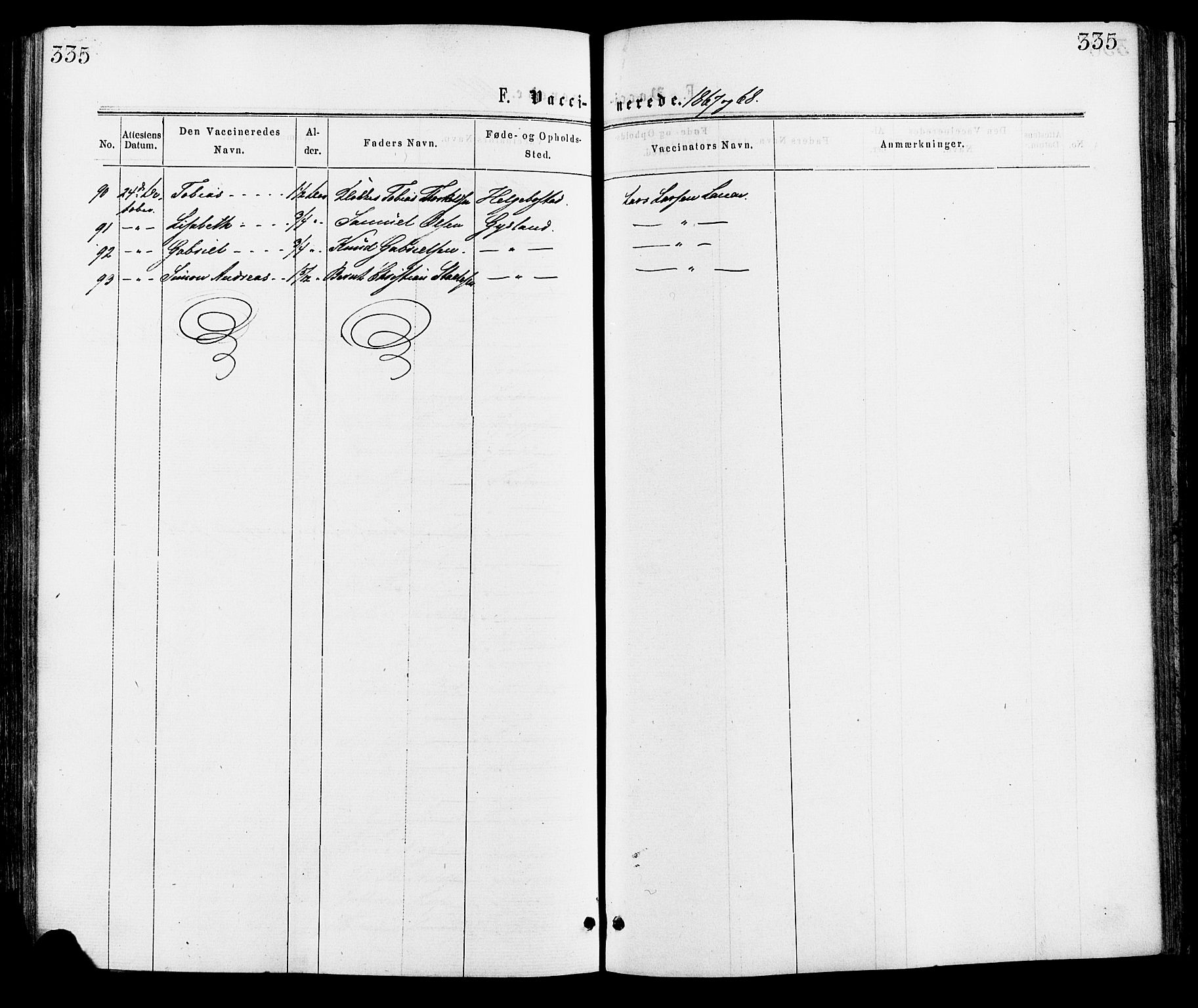 Hægebostad sokneprestkontor, AV/SAK-1111-0024/F/Fa/Faa/L0005: Parish register (official) no. A 5, 1864-1886, p. 335