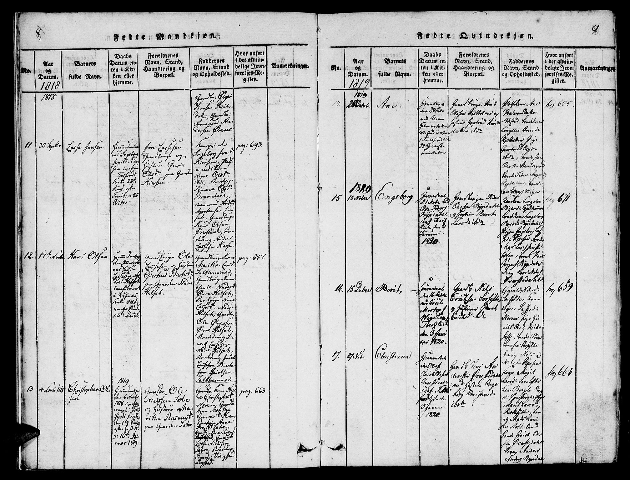 Ministerialprotokoller, klokkerbøker og fødselsregistre - Møre og Romsdal, AV/SAT-A-1454/541/L0544: Parish register (official) no. 541A01, 1818-1847, p. 8-9