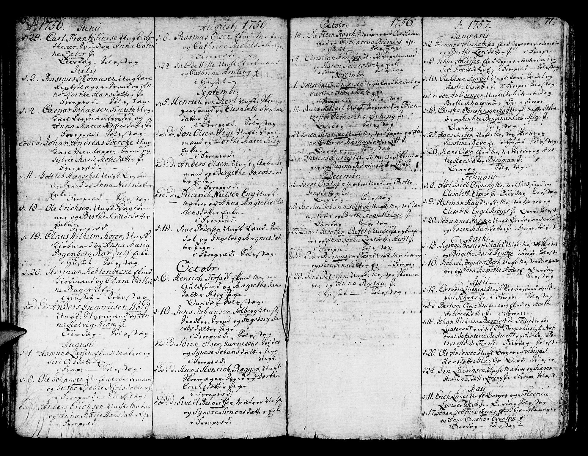 Domkirken sokneprestembete, SAB/A-74801/H/Haa/L0007: Parish register (official) no. A 7, 1725-1826, p. 70-71