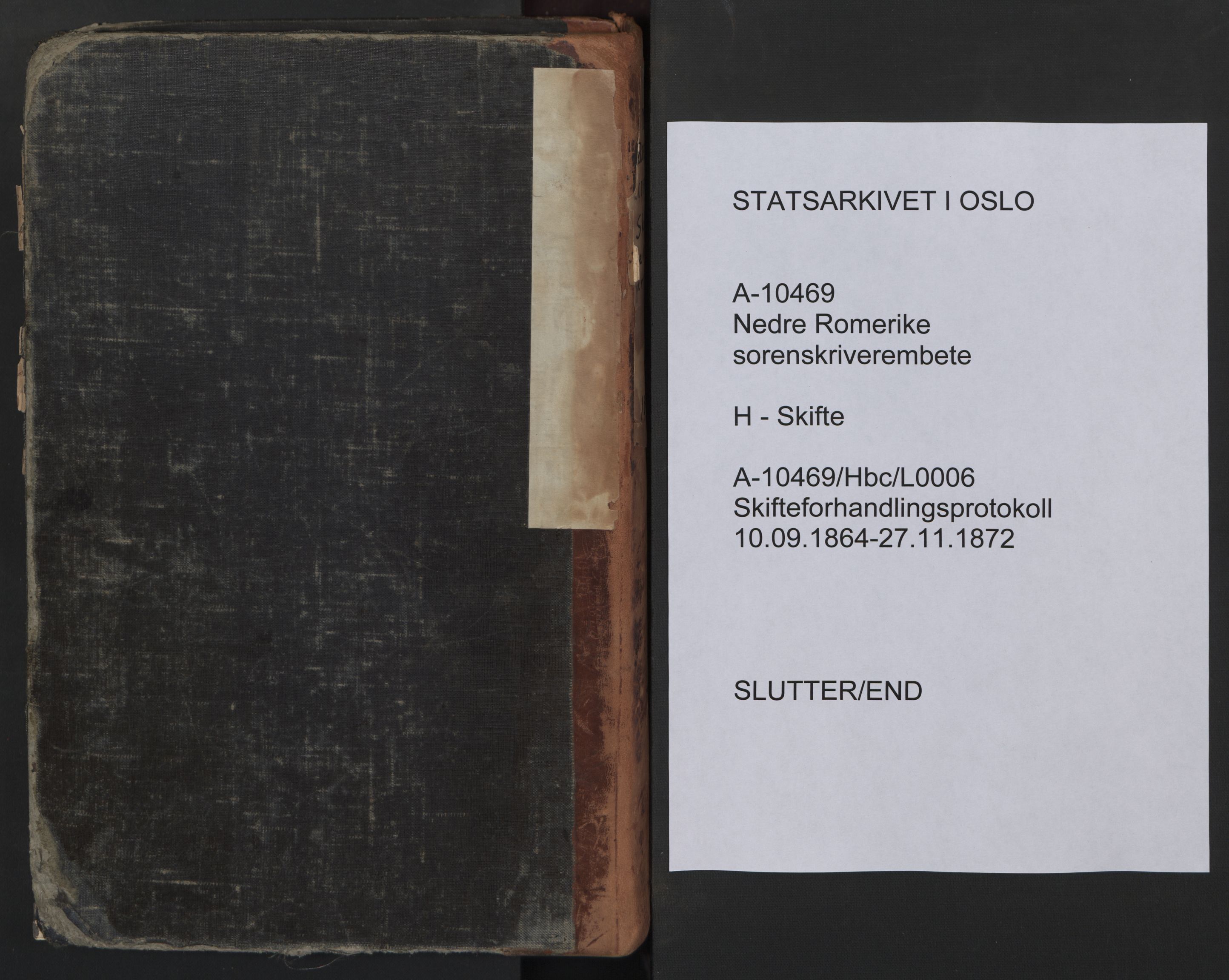 Nedre Romerike sorenskriveri, AV/SAO-A-10469/H/He/Heb/L0006: Skiftebehandlingsprotokoll, 1864-1872