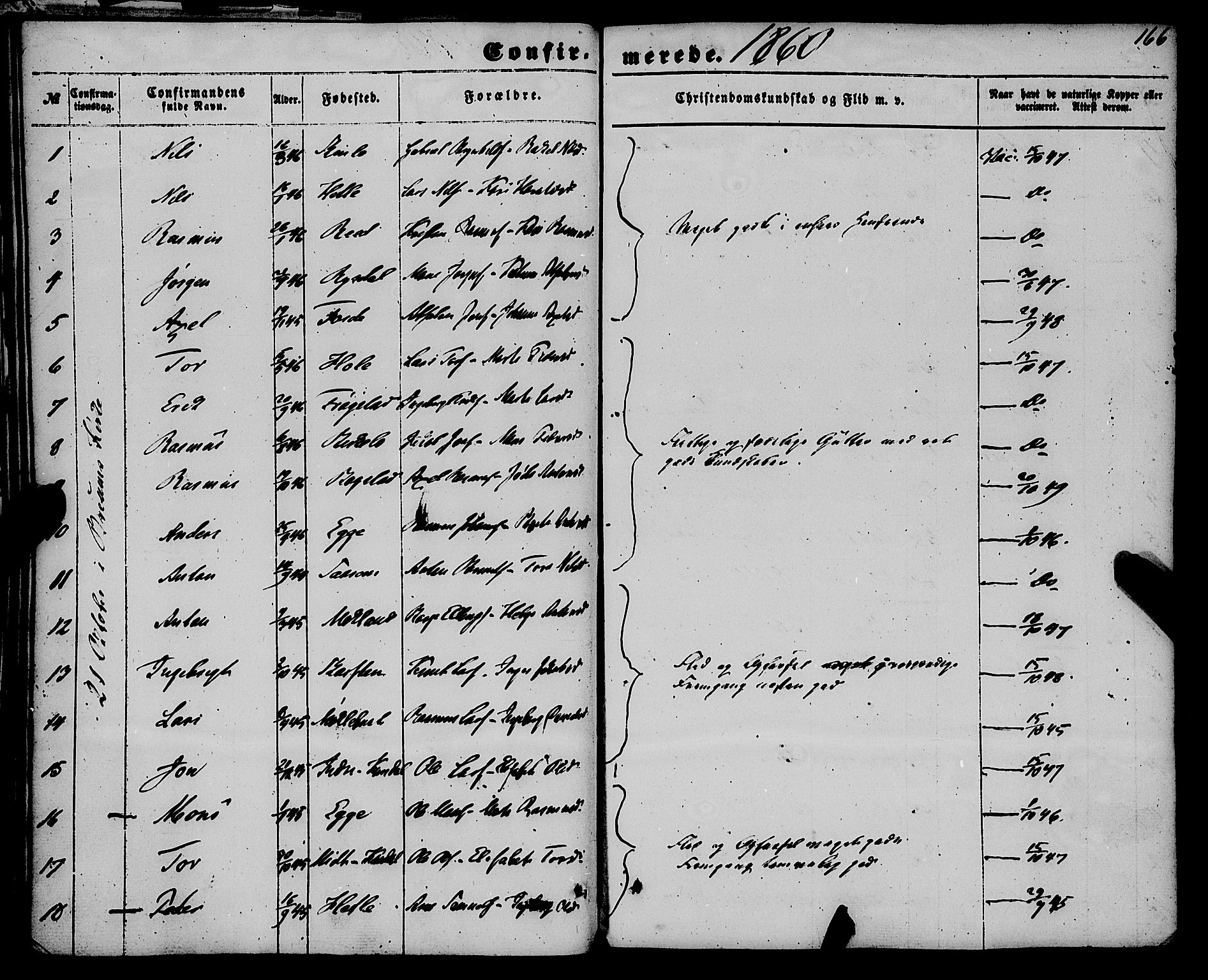 Gloppen sokneprestembete, AV/SAB-A-80101/H/Haa/Haaa/L0009: Parish register (official) no. A 9, 1855-1870, p. 166