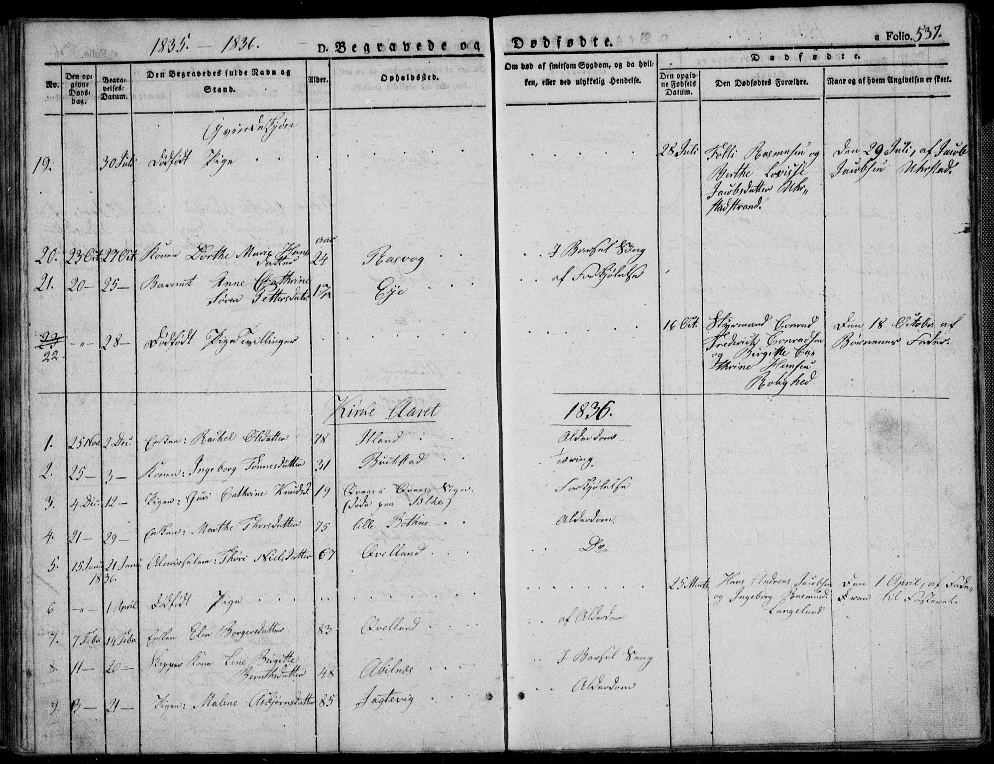 Flekkefjord sokneprestkontor, SAK/1111-0012/F/Fb/Fbb/L0002: Parish register (copy) no. B 2b, 1831-1866, p. 537